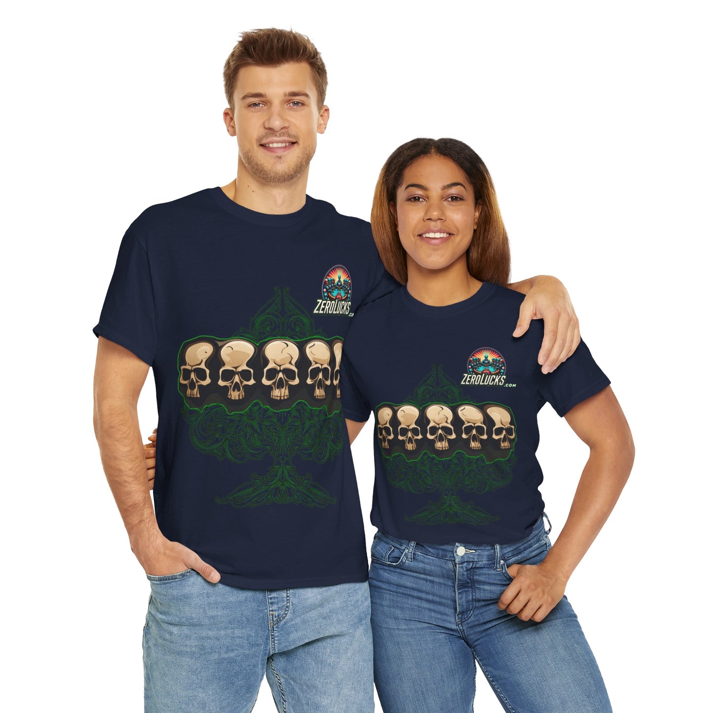 No Lucks Skulls with Spade T-shirt Unisex Heavy Cotton