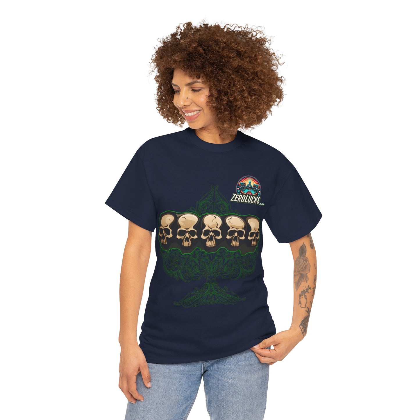 No Lucks Skulls with Spade T-shirt Unisex Heavy Cotton