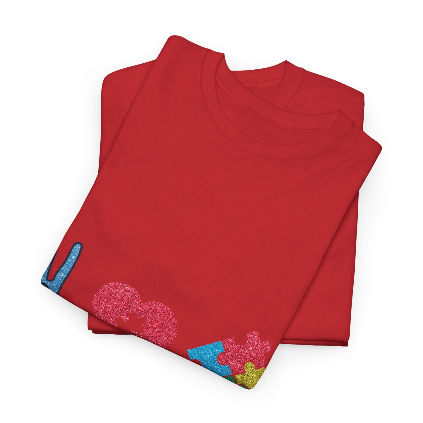 Autism Peace Love Autism T-shirt Unisex Heavy Cotton