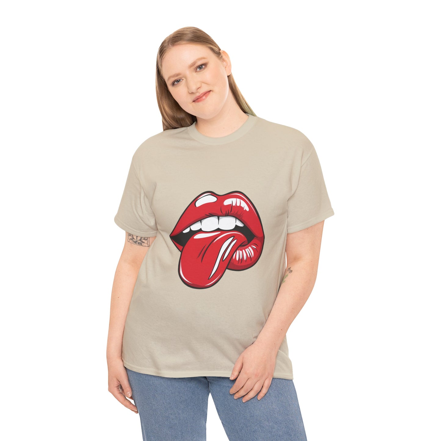 Sexy Retro PopArt Red Lips and Tounge Unisex heavy cotton Tshirt