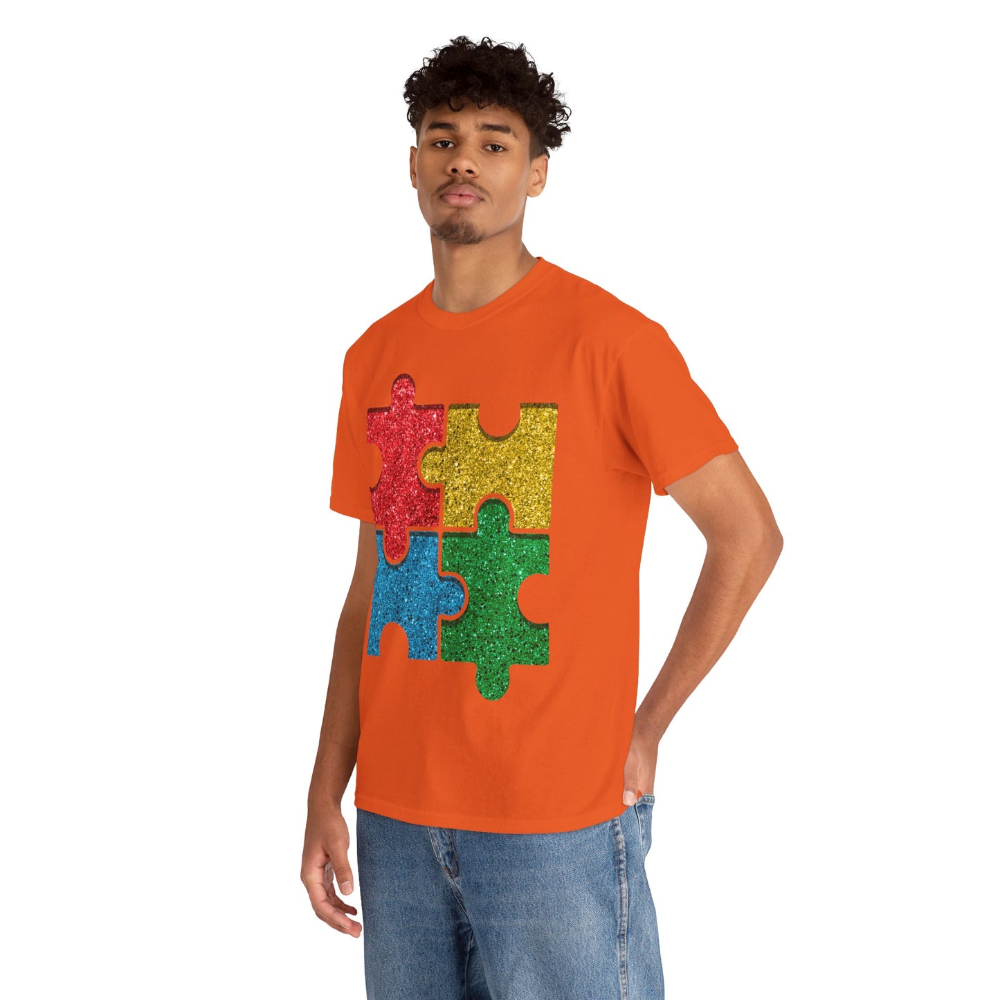 Autism Puzzle Pieces T-shirt Unisex Heavy Cotton