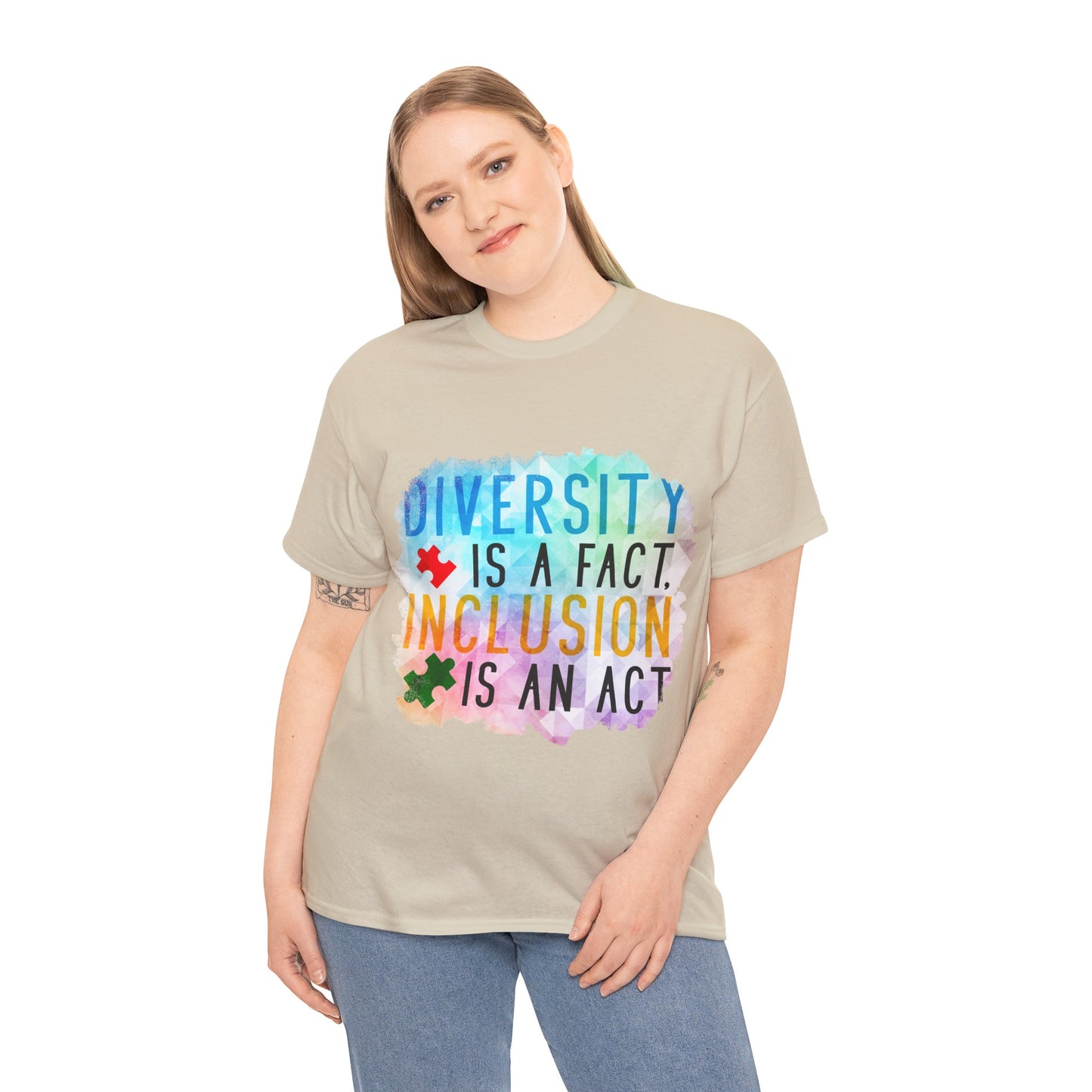 Autism Diversity is a Fact, Inclusion is an Act T-shirt Unisex Heavy Cotton