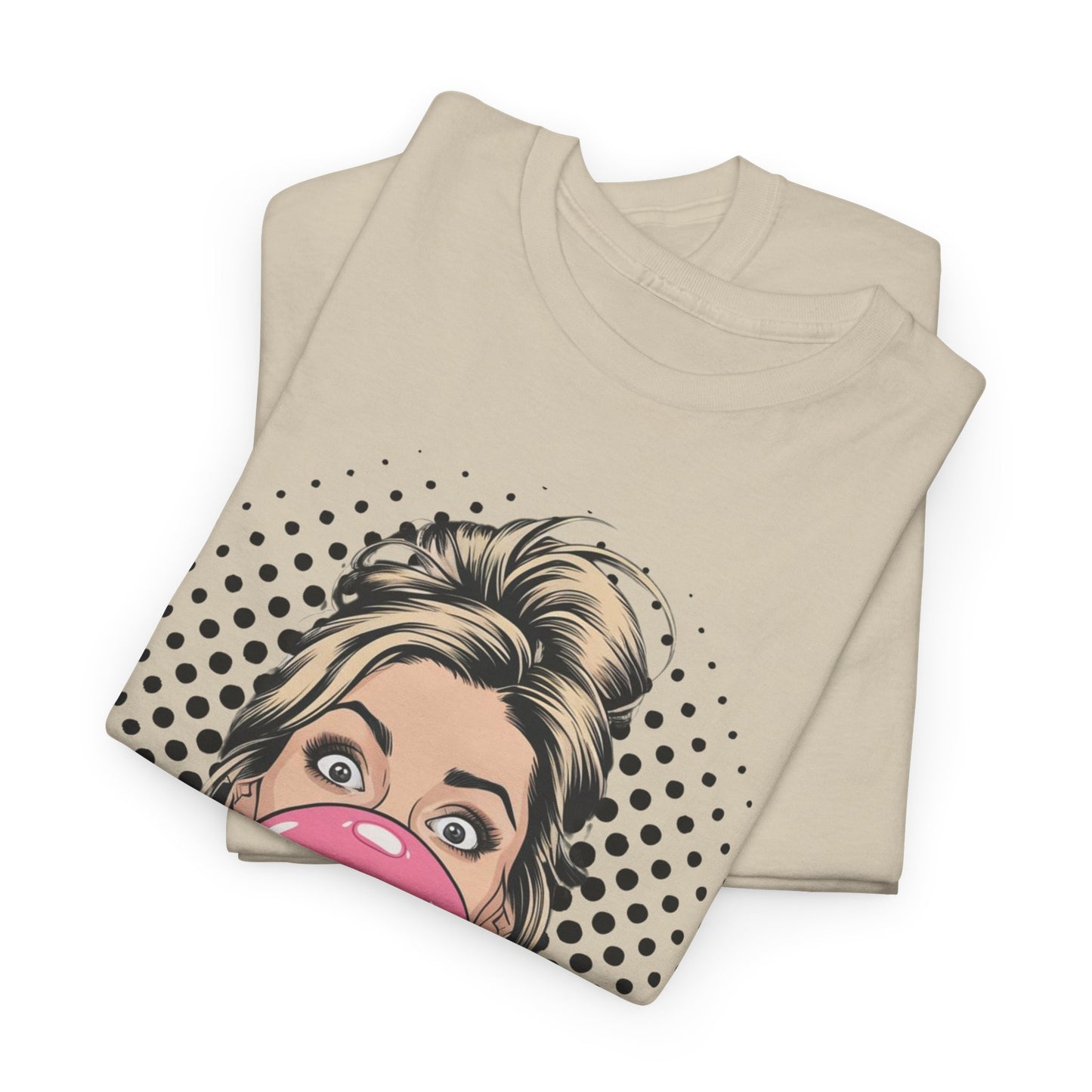 PopArt Girl Bubble Gum Bubble Tshirt unisex heavy cotton