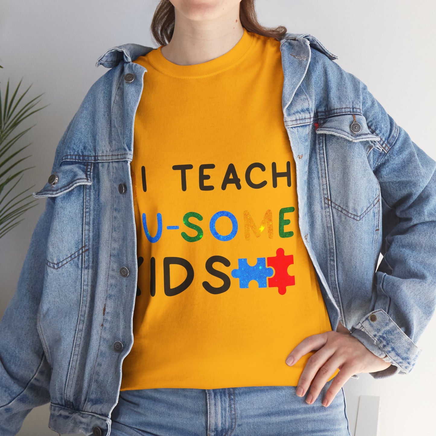 Autism I TEACH AU-SOME KIDS T-shirt Unisex Heavy Cotton