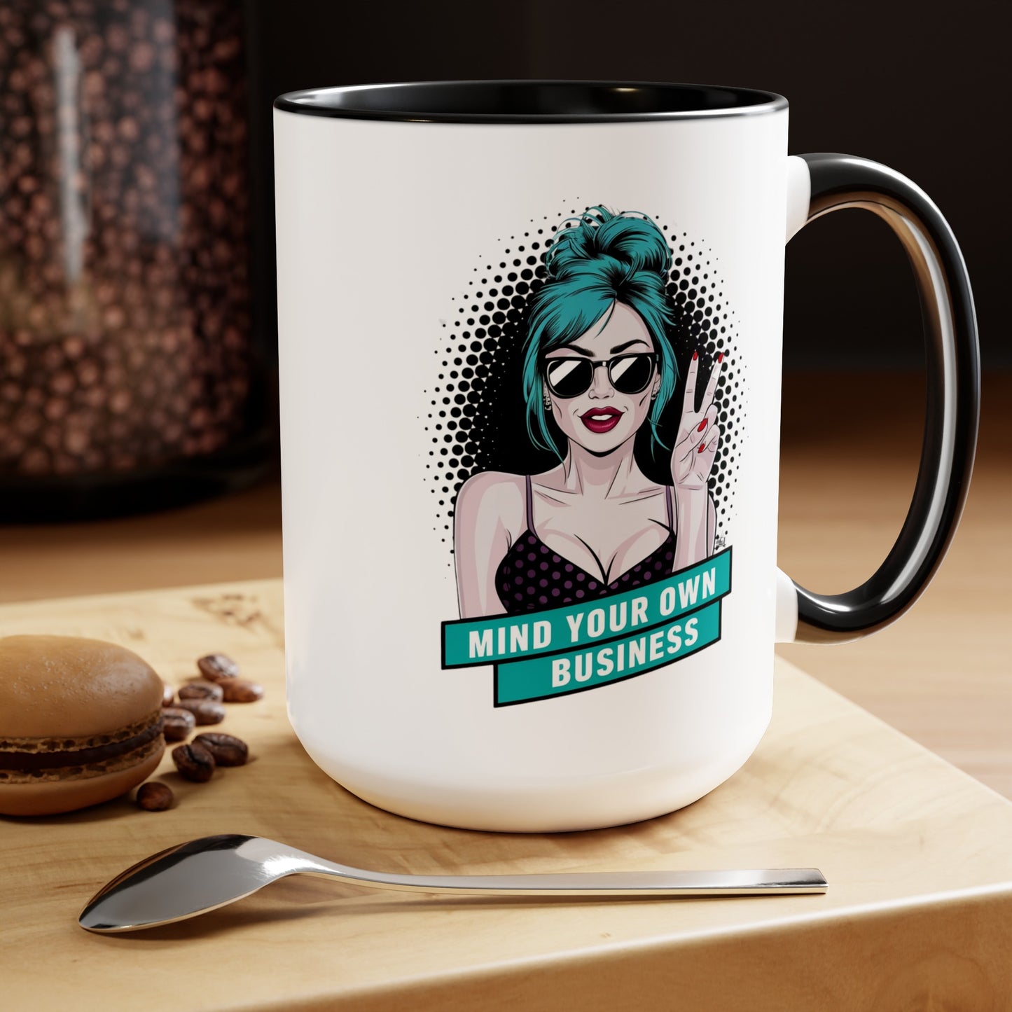 PopArt Girl Mind Your Own Business 15oz Coffee Mug