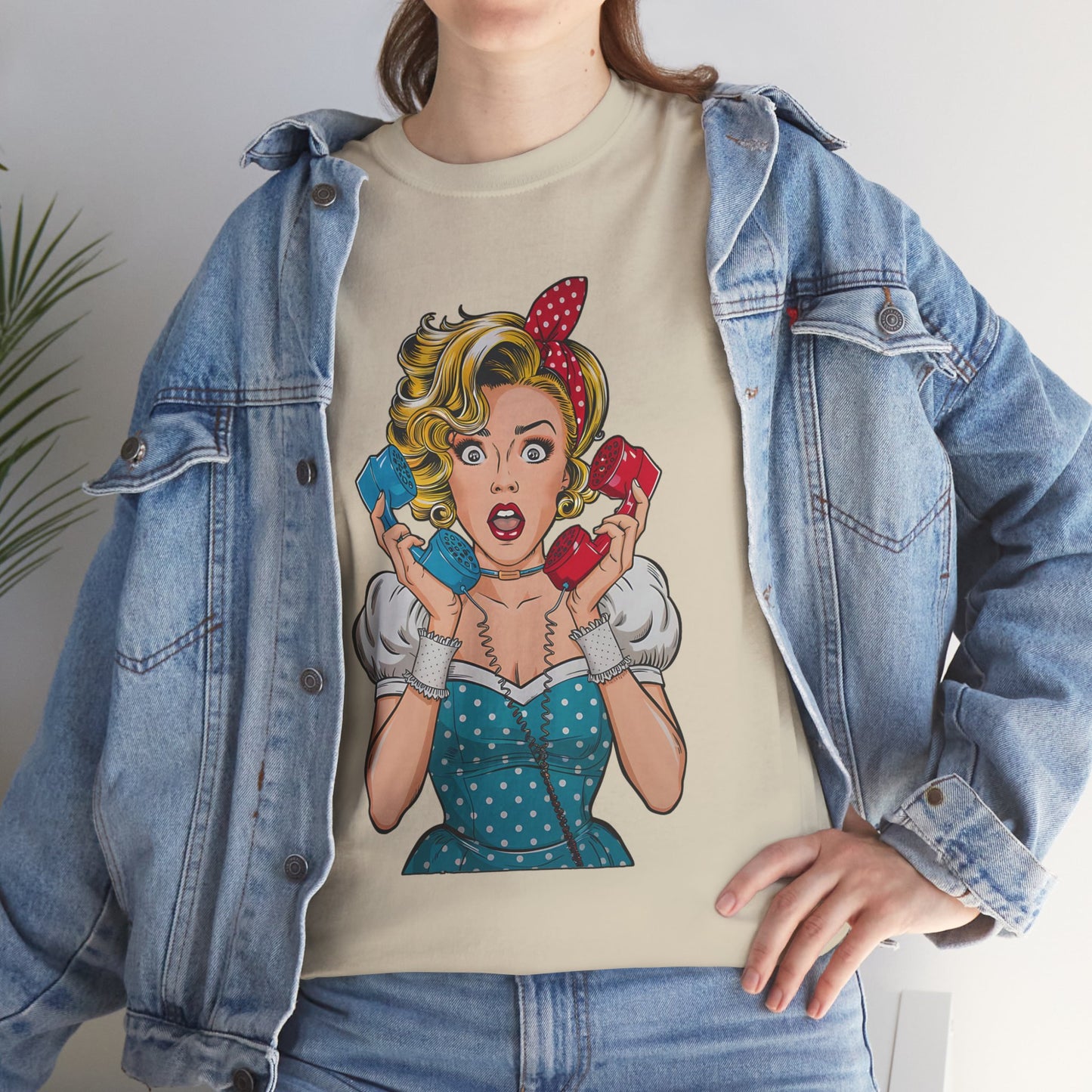 PopArt Girl on the Phone  Tshirt unisex heavy cotton