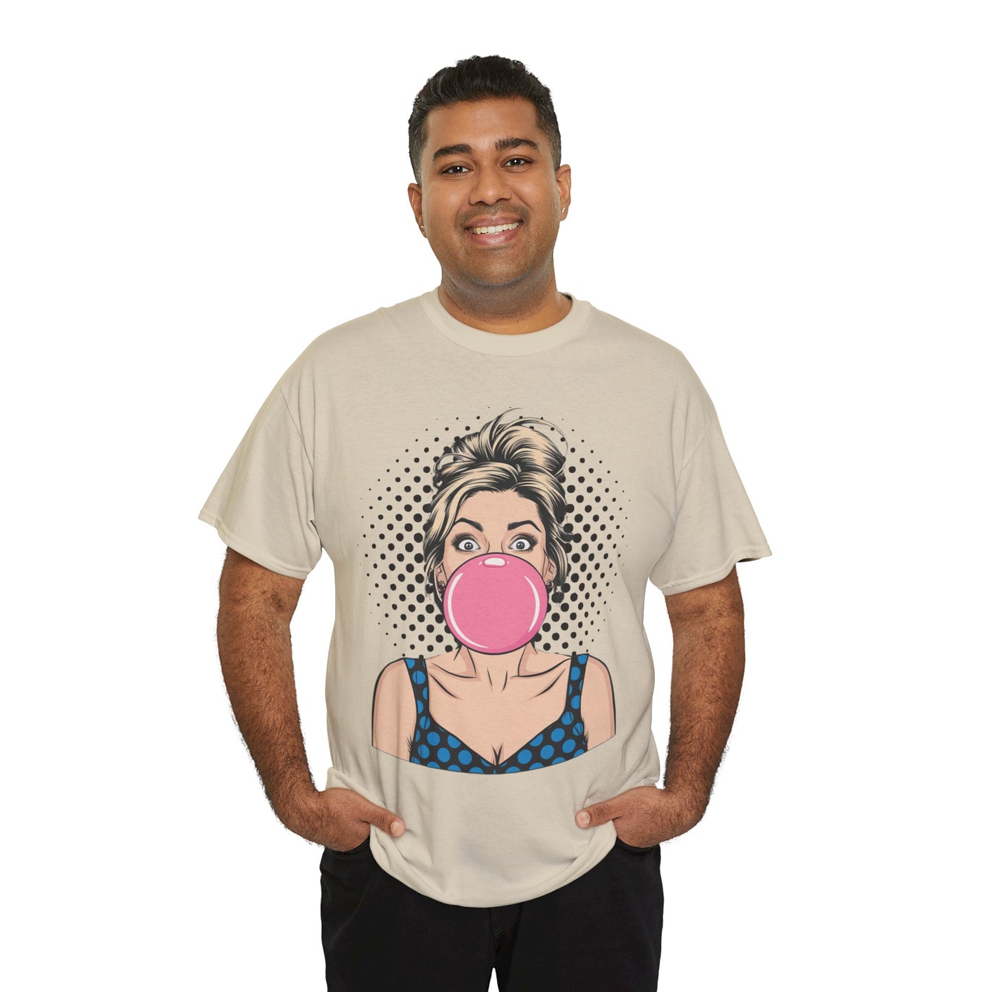 PopArt Girl Bubble Gum Bubble Tshirt unisex heavy cotton