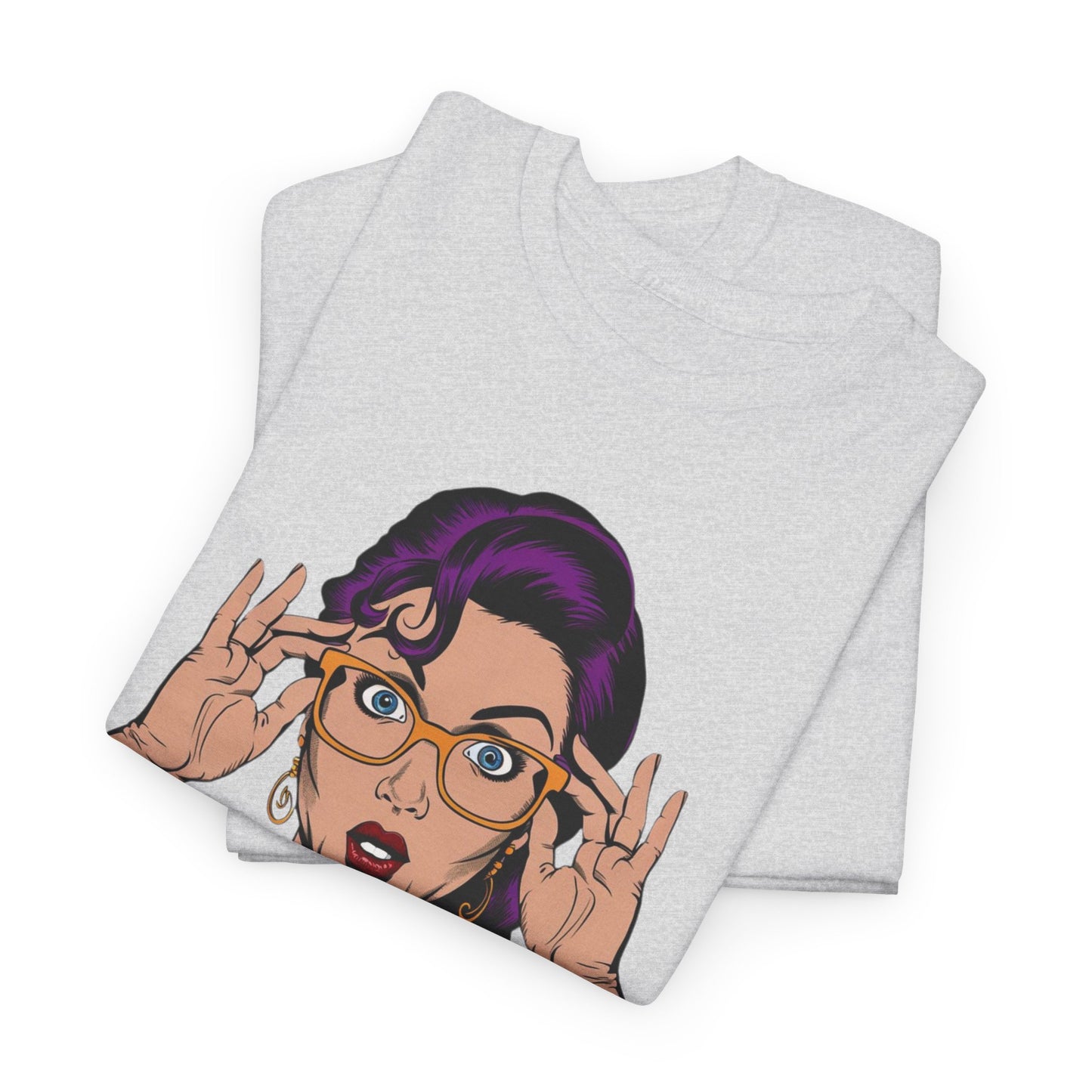 Sexy PopArt Girl Glasses and Braids Tshirt unisex heavy cotton