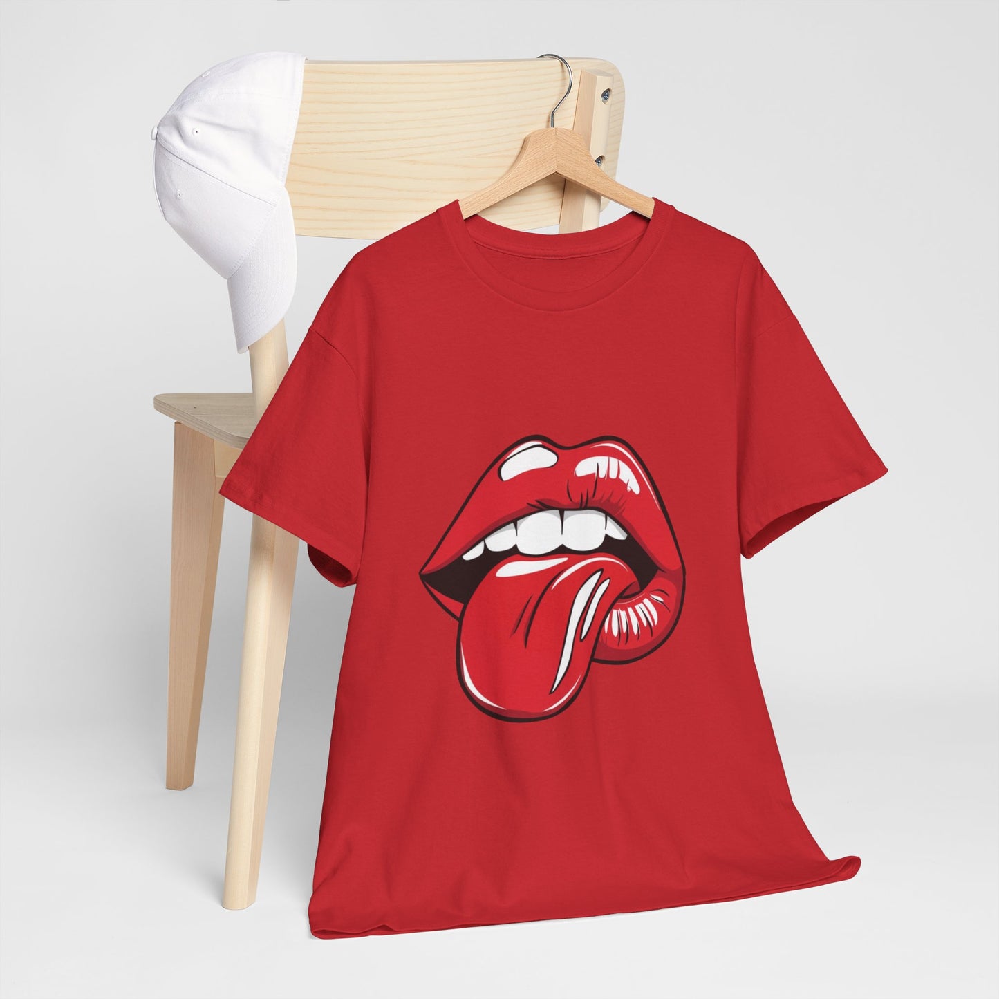 Sexy Retro PopArt Red Lips and Tounge Unisex heavy cotton Tshirt