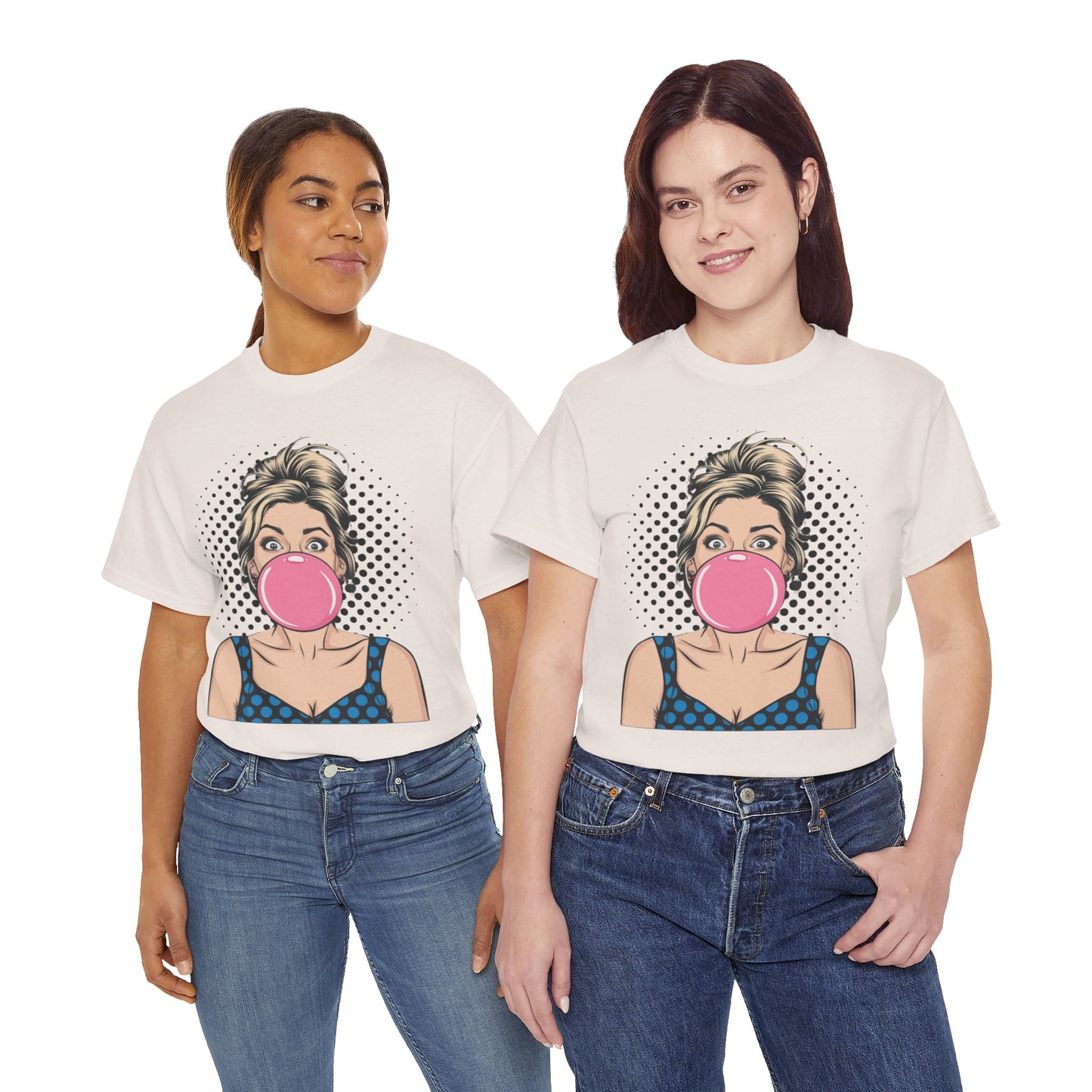 PopArt Girl Bubble Gum Bubble Tshirt unisex heavy cotton