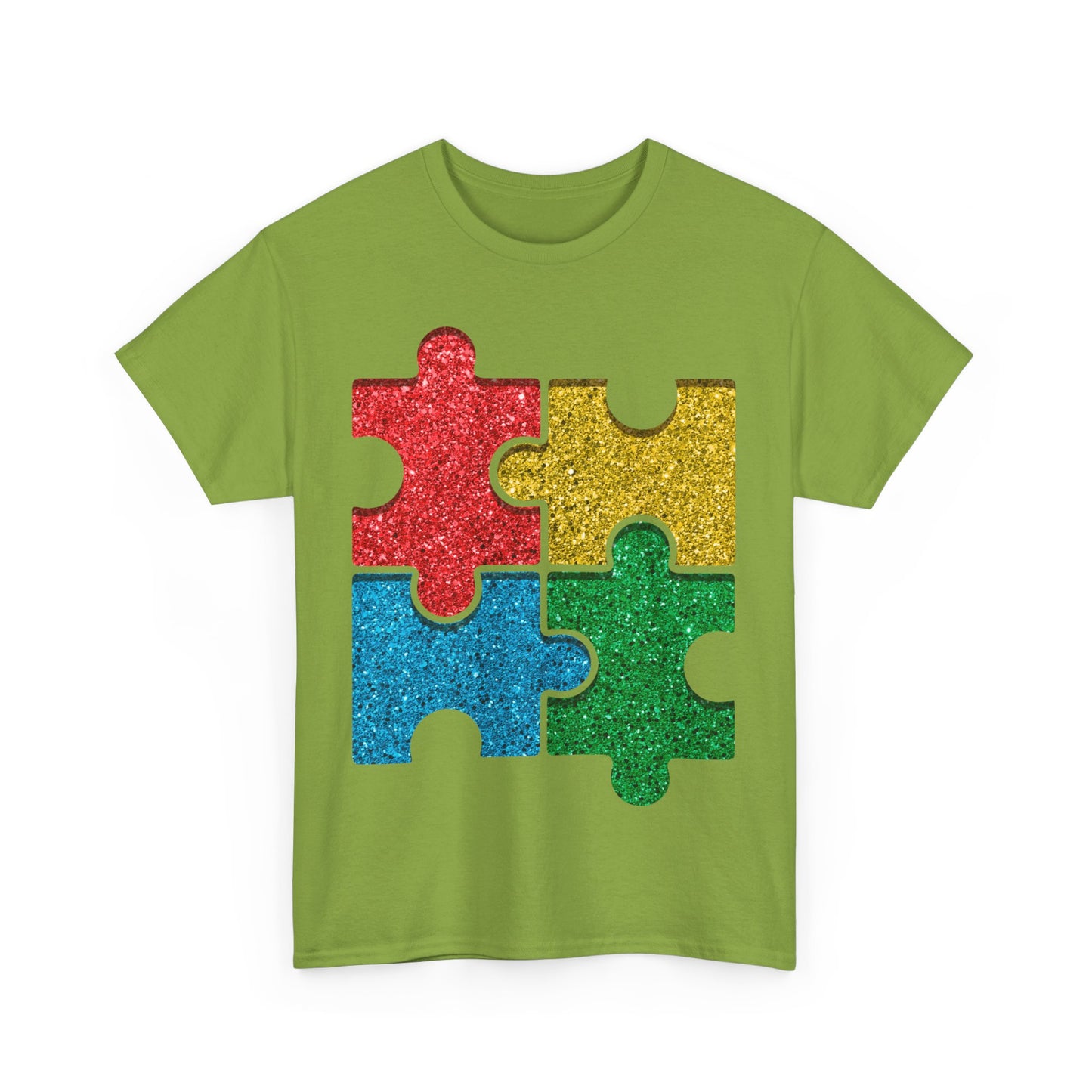 Autism Puzzle Pieces T-shirt Unisex Heavy Cotton