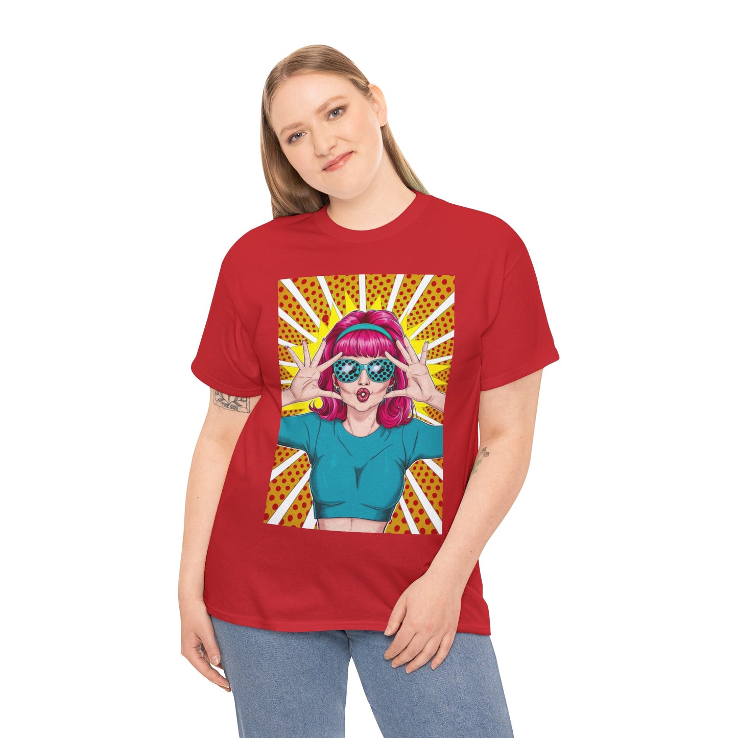 Sexy Retro PopArt Girl Vibrant Colors Unisex heavy cotton Tshirt