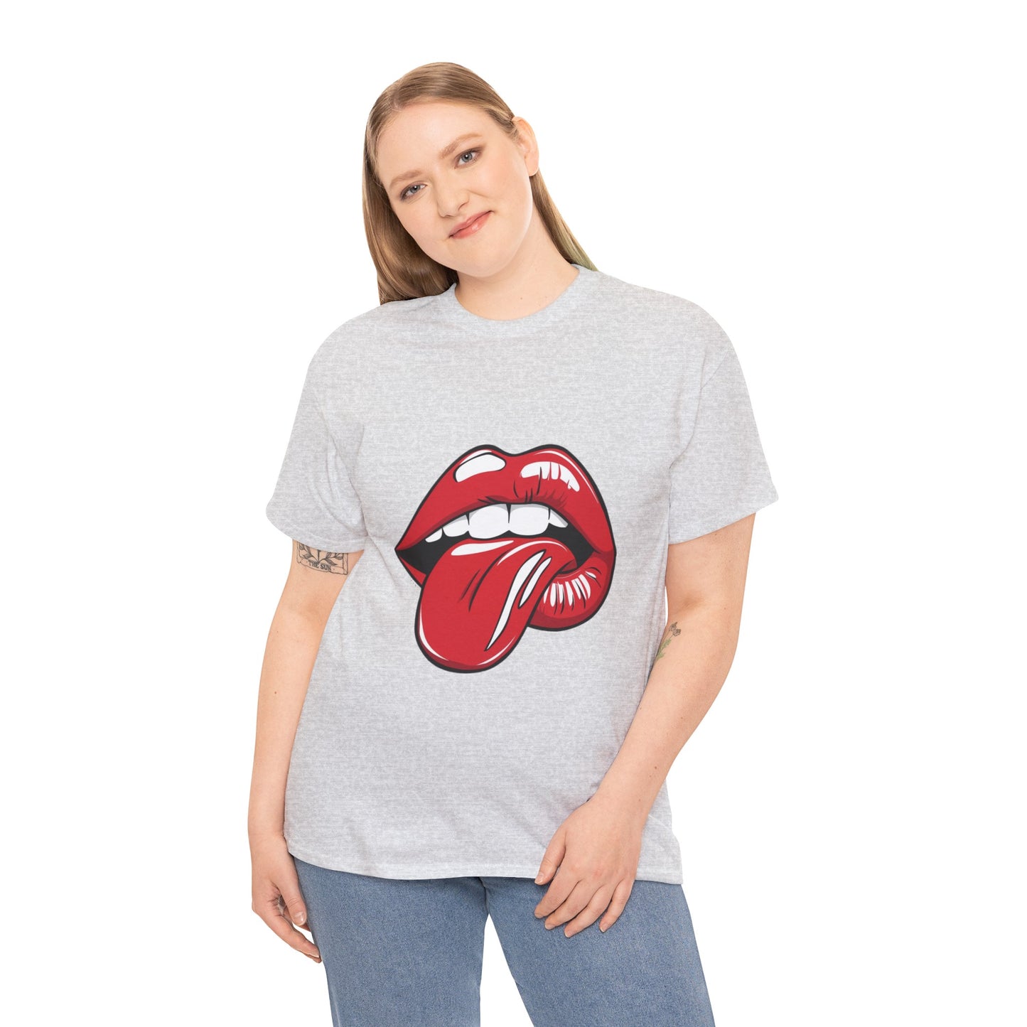 Sexy Retro PopArt Red Lips and Tounge Unisex heavy cotton Tshirt