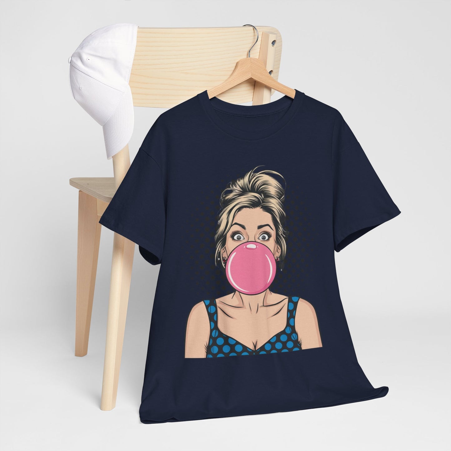 PopArt Girl Bubble Gum Bubble Tshirt unisex heavy cotton