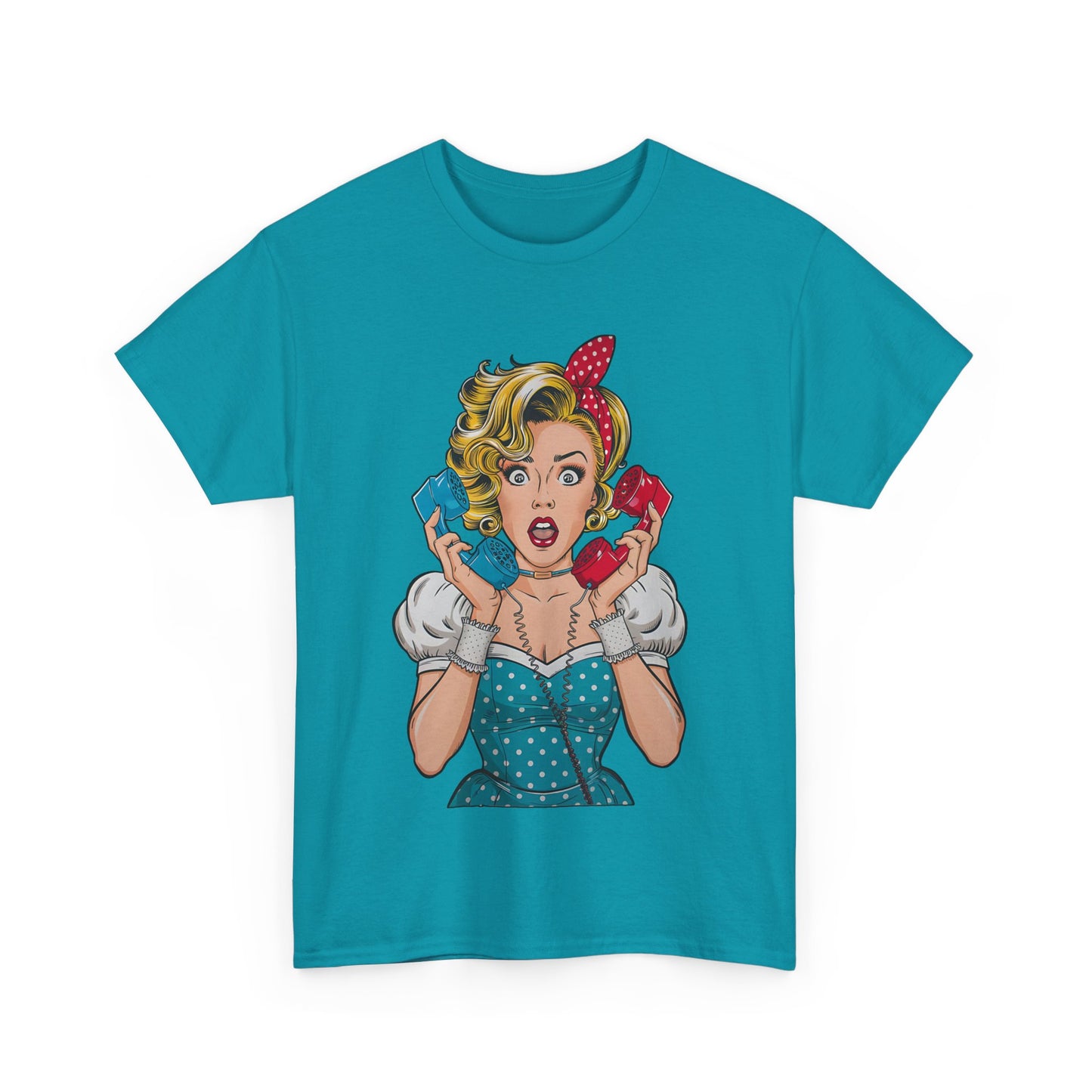 PopArt Girl on the Phone  Tshirt unisex heavy cotton