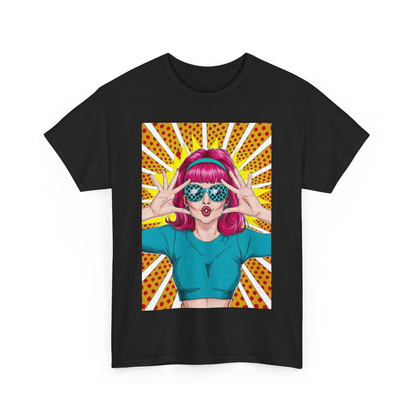 Sexy Retro PopArt Girl Vibrant Colors Unisex heavy cotton Tshirt