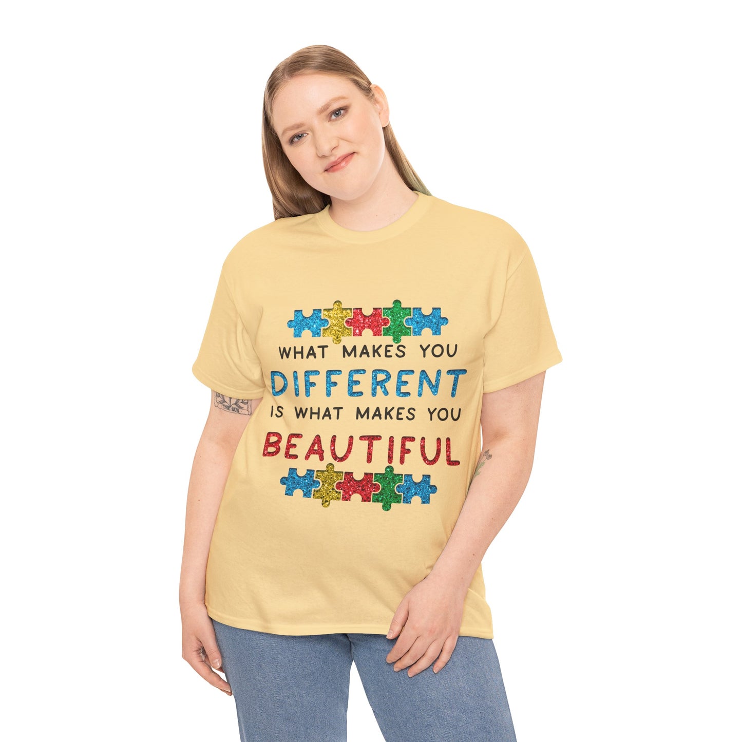 Autism WHAT MAKES YOU DIFFERENT IS WHAT MAKES YOU BEAUTIFUL T-shirt Unisex Heavy Cotton
