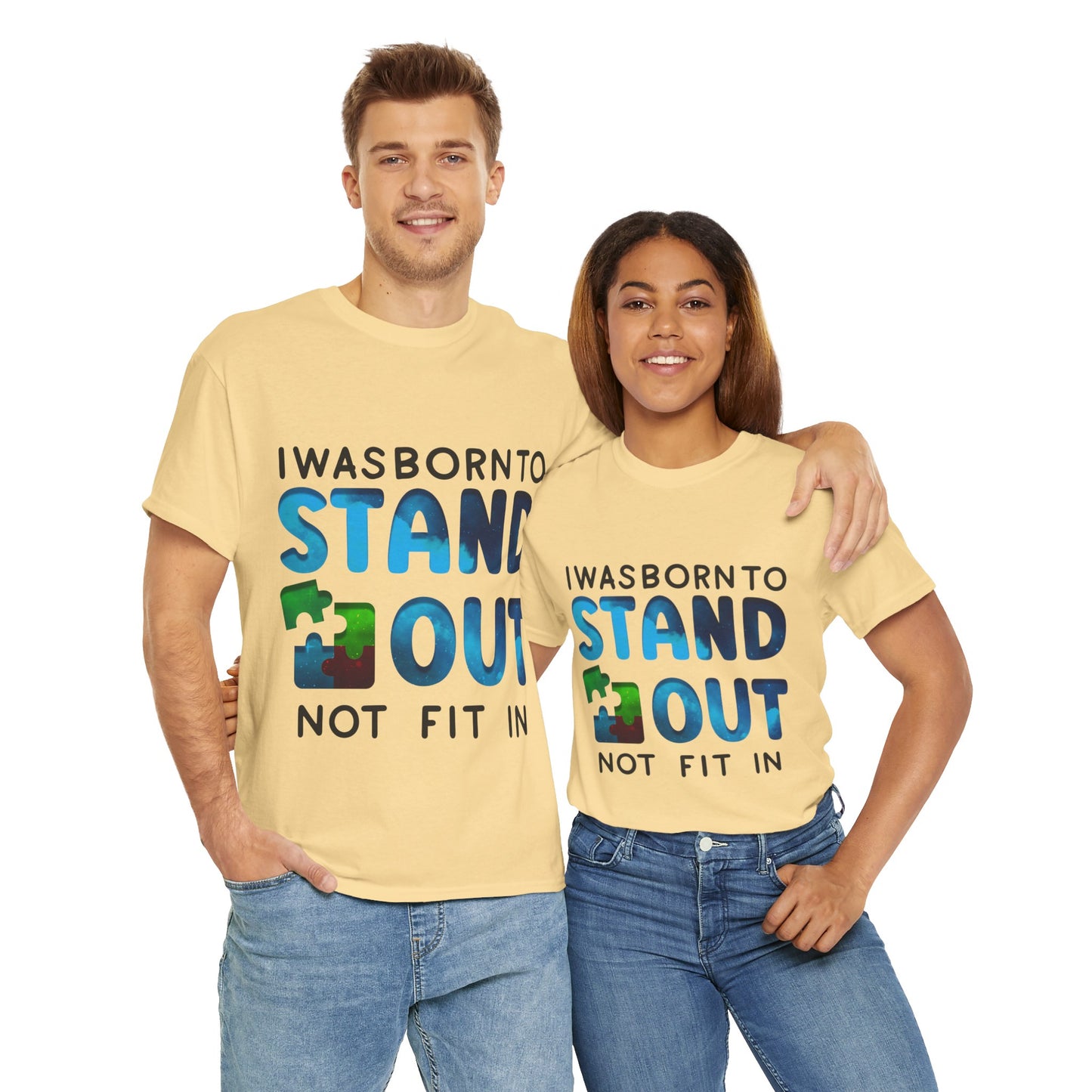 Autism I was Born To Stand Out T-shirt Unisex Heavy Cotton