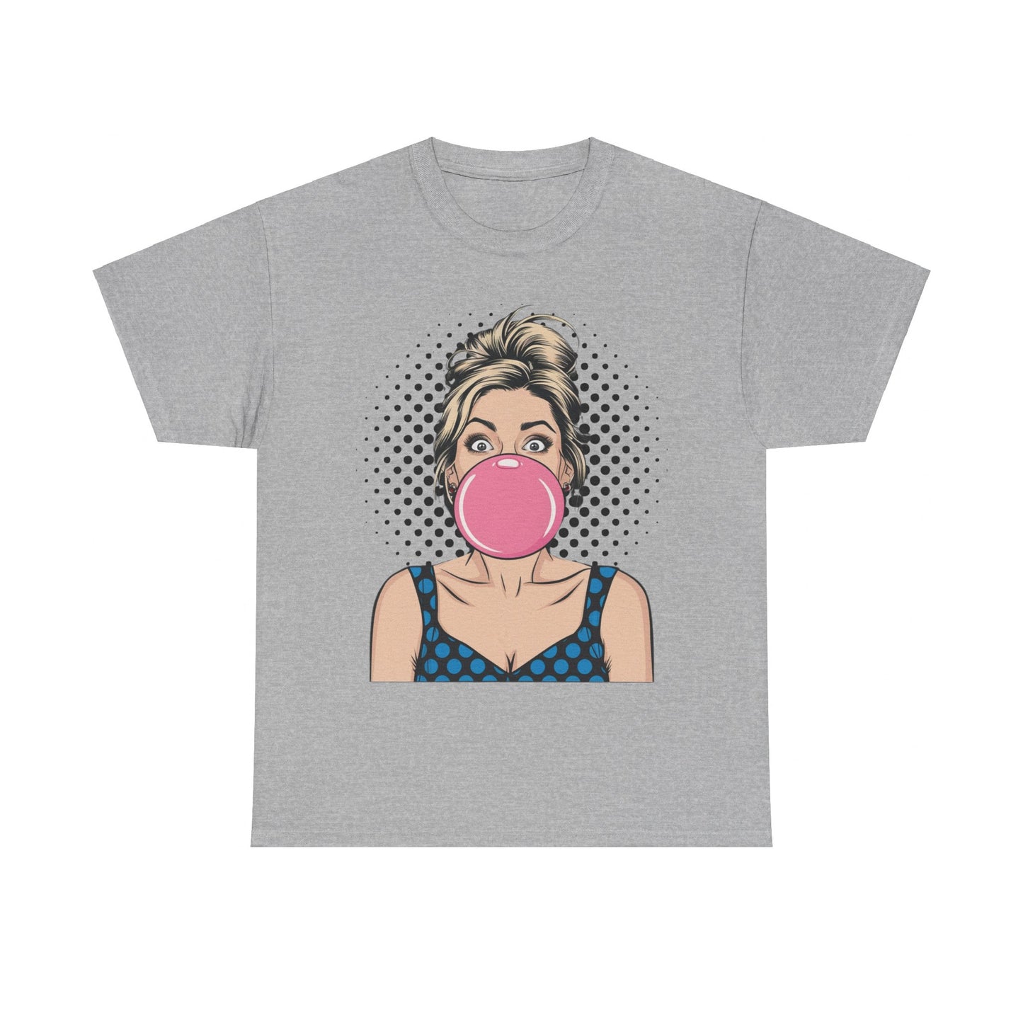 PopArt Girl Bubble Gum Bubble Tshirt unisex heavy cotton