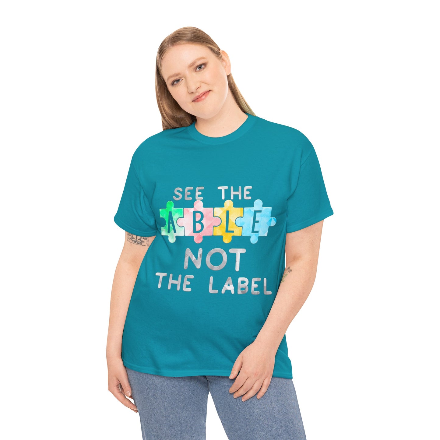 Autism SEE THE ABLE NOT THE LABEL T-shirt Unisex Heavy Cotton