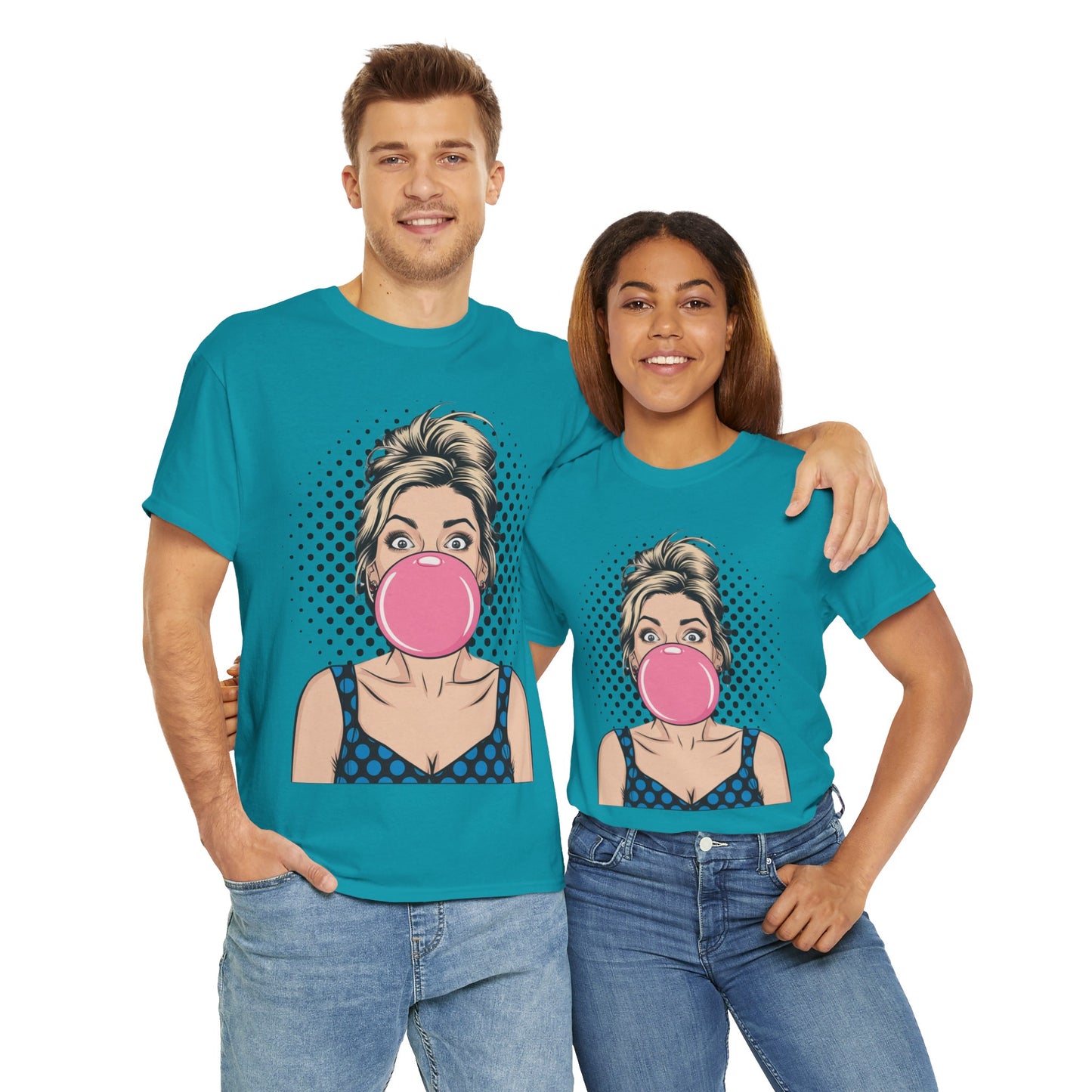 PopArt Girl Bubble Gum Bubble Tshirt unisex heavy cotton