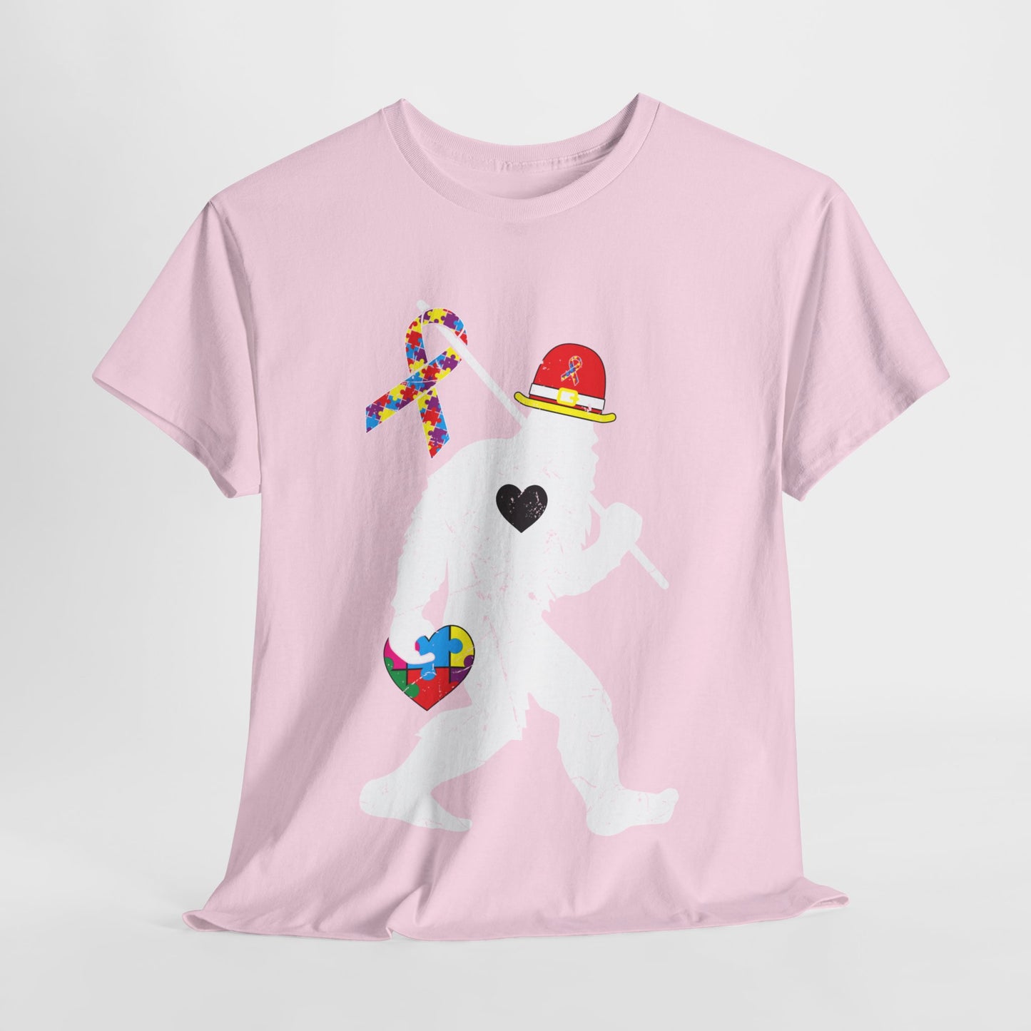 Bigfoot Heart Puzzle Piece Autism T shirt unisex heavy cotton T-shirt