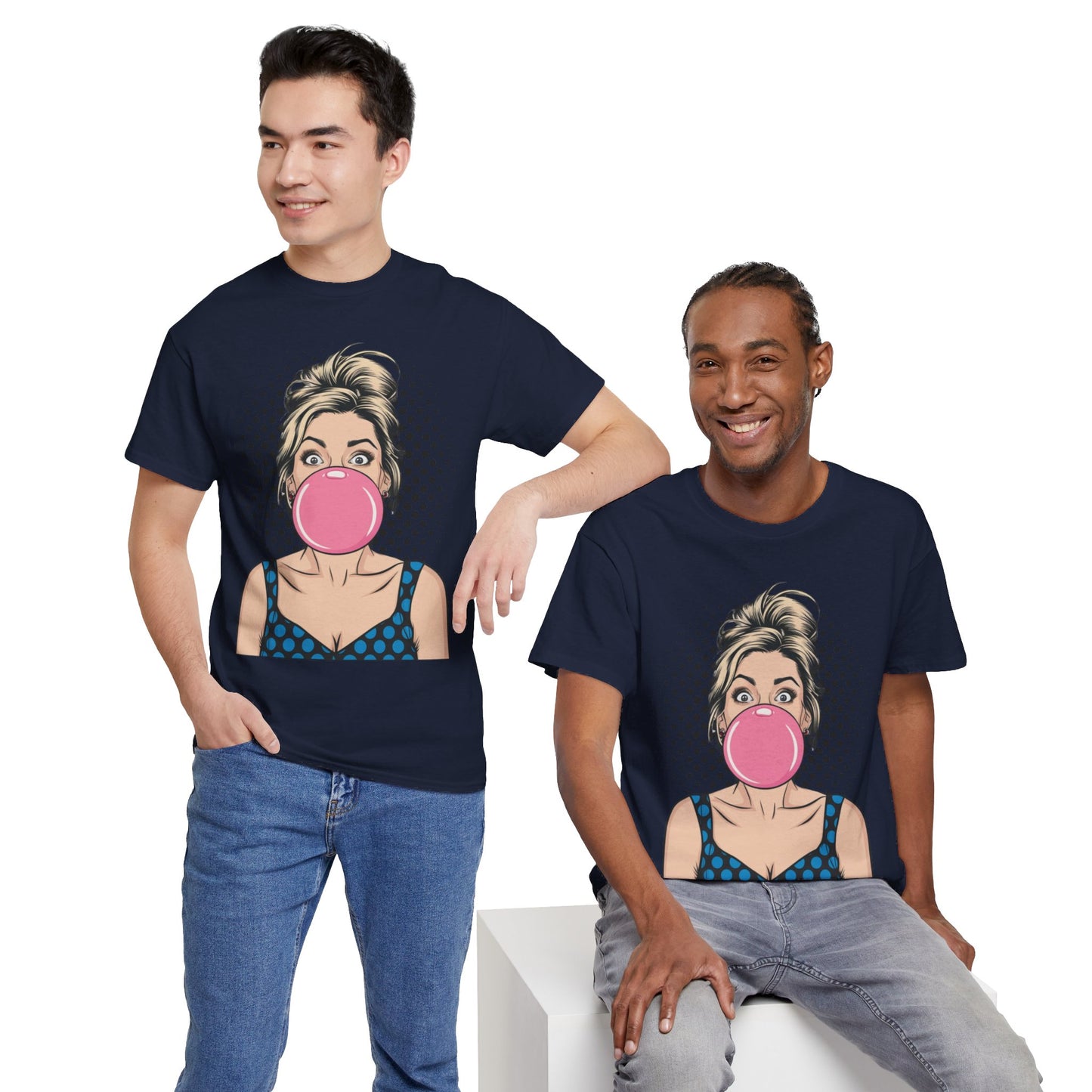 PopArt Girl Bubble Gum Bubble Tshirt unisex heavy cotton
