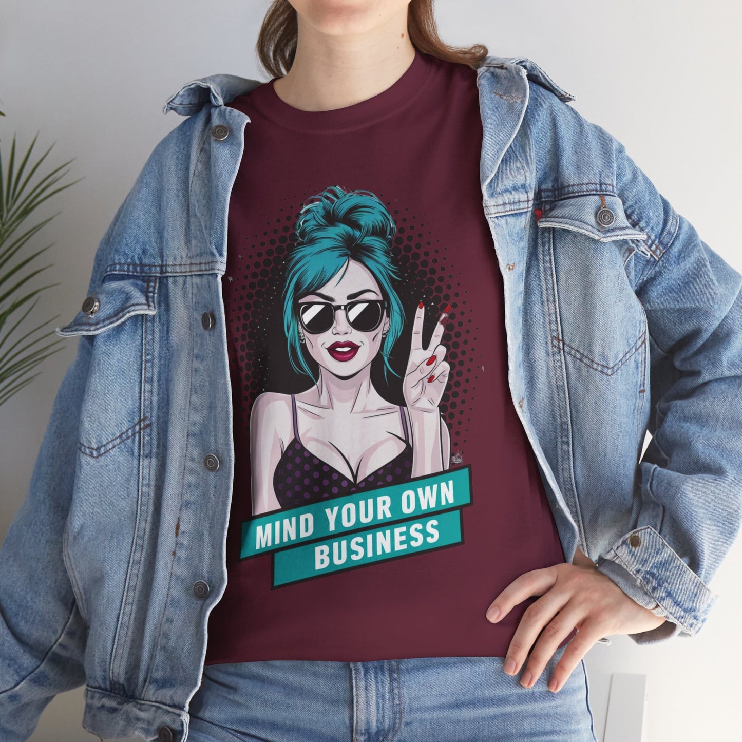 Sexy PopArt Girl Mind Your Own Business Tshirt unisex heavy cotton