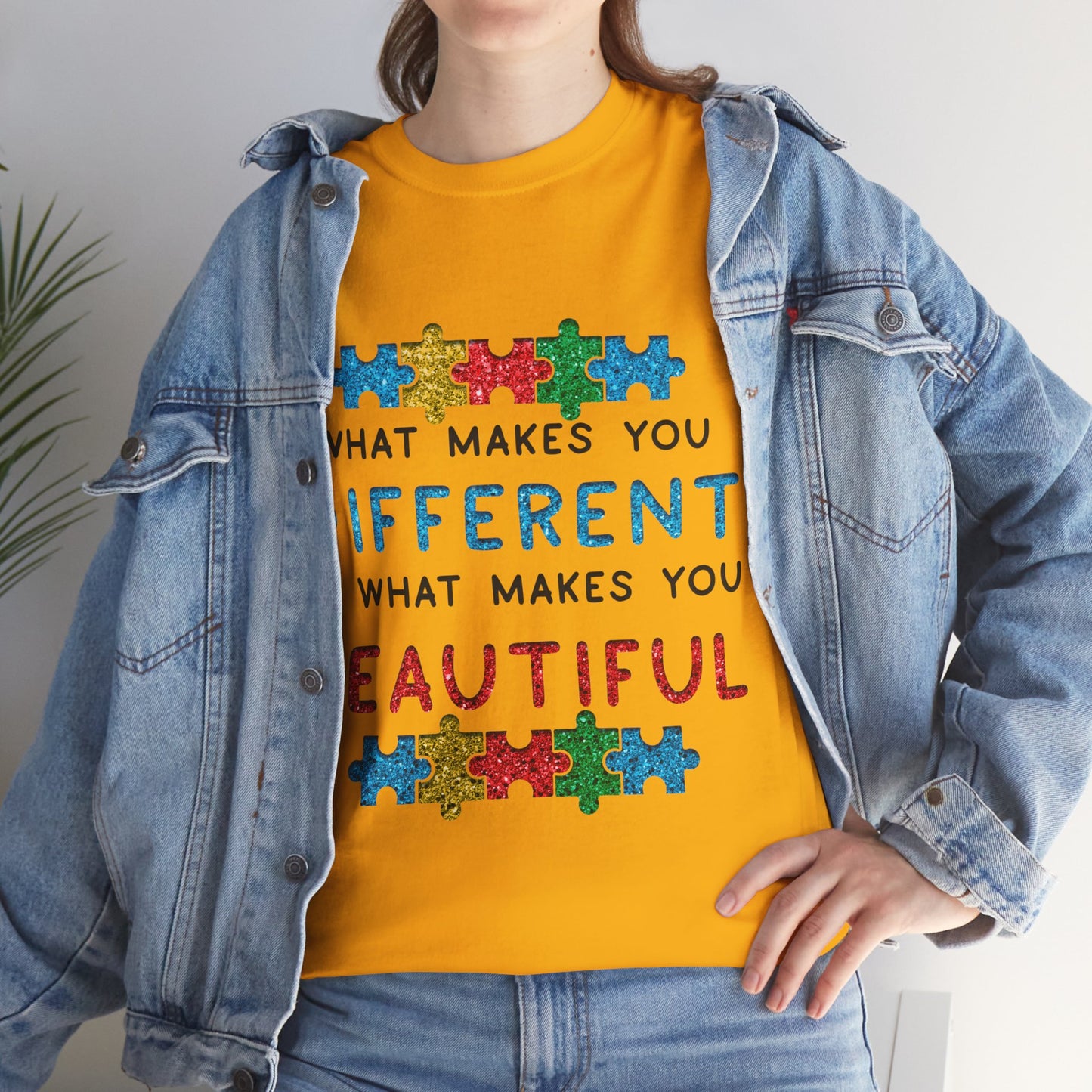 Autism WHAT MAKES YOU DIFFERENT IS WHAT MAKES YOU BEAUTIFUL T-shirt Unisex Heavy Cotton