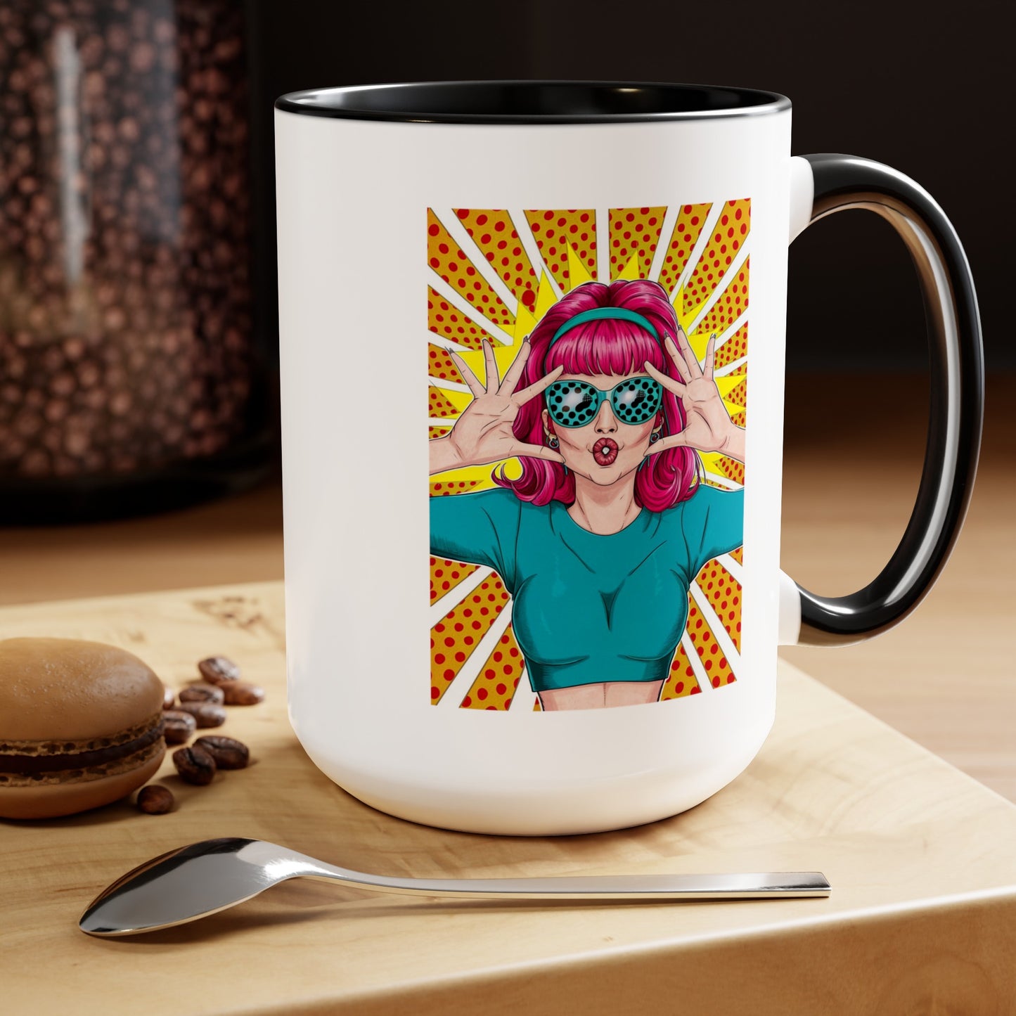 Sexy Retro PopArt Girl with Vibrant Colors 15oz Coffee Mug