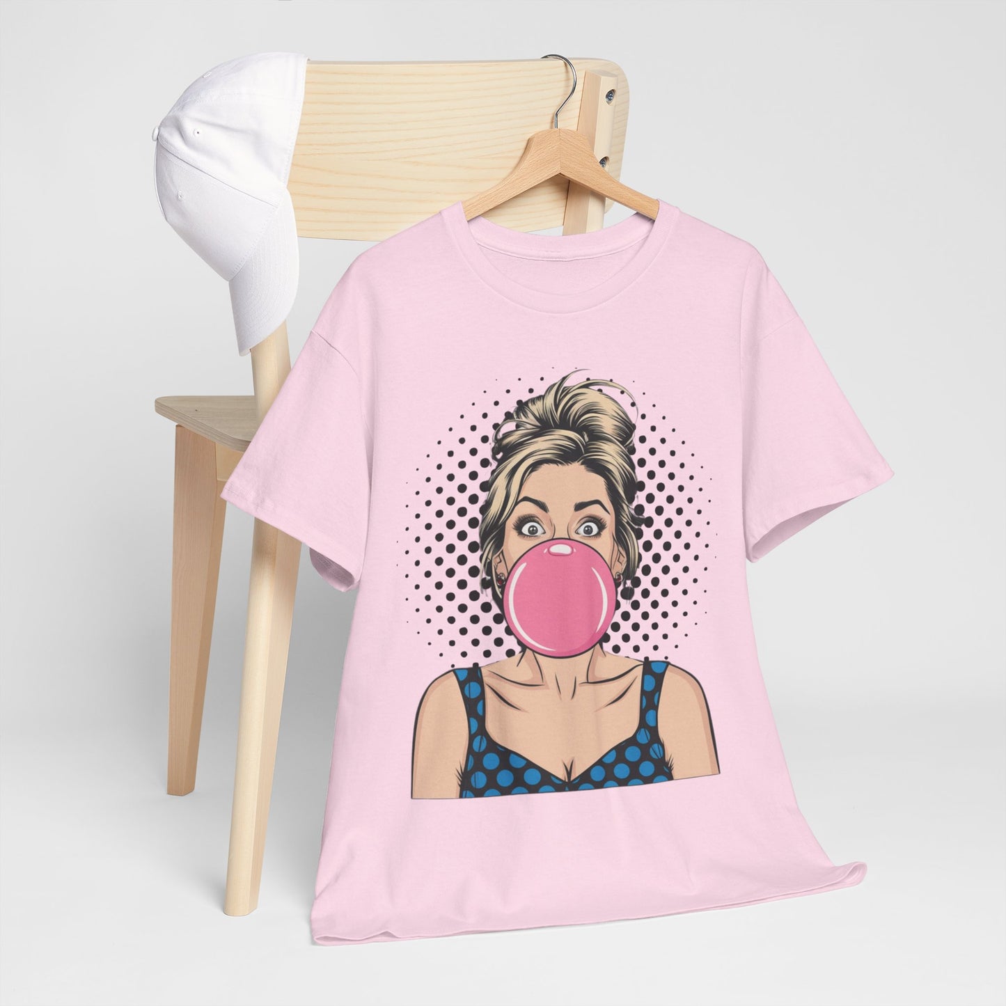 PopArt Girl Bubble Gum Bubble Tshirt unisex heavy cotton