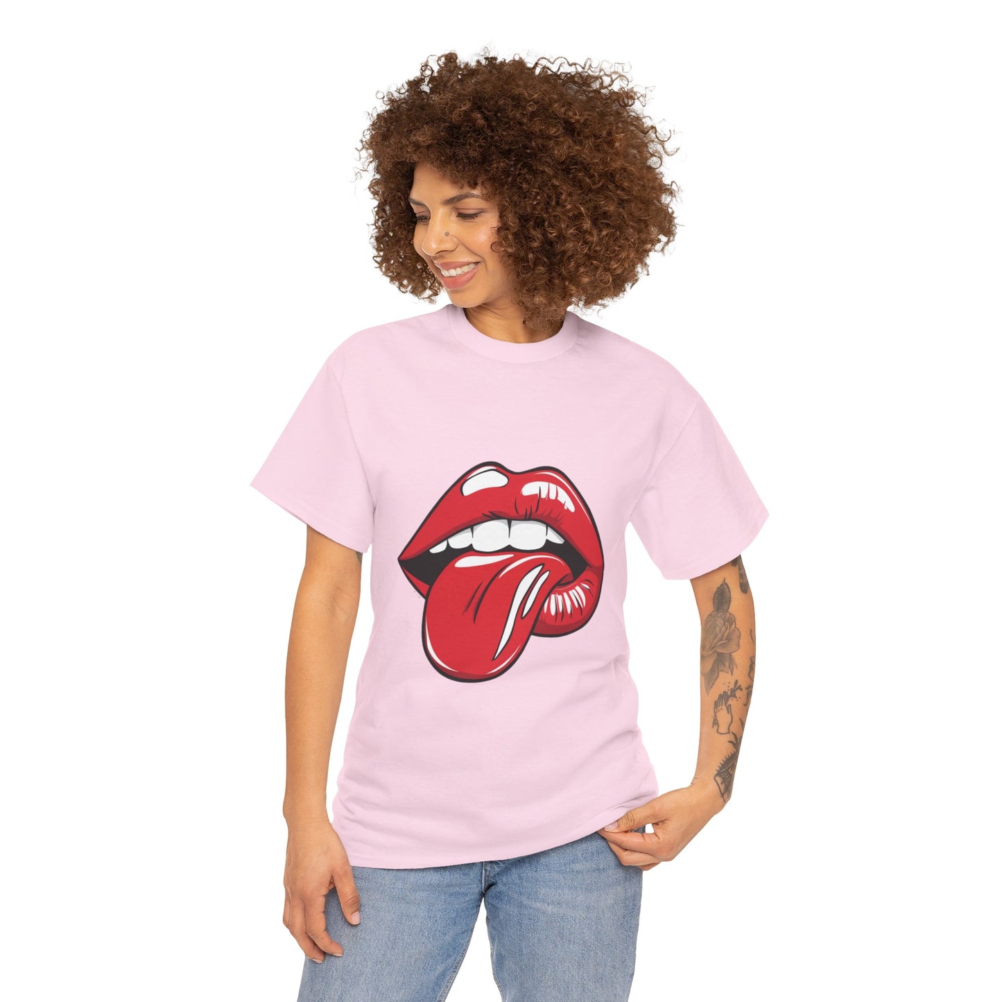 Sexy Retro PopArt Red Lips and Tounge Unisex heavy cotton Tshirt
