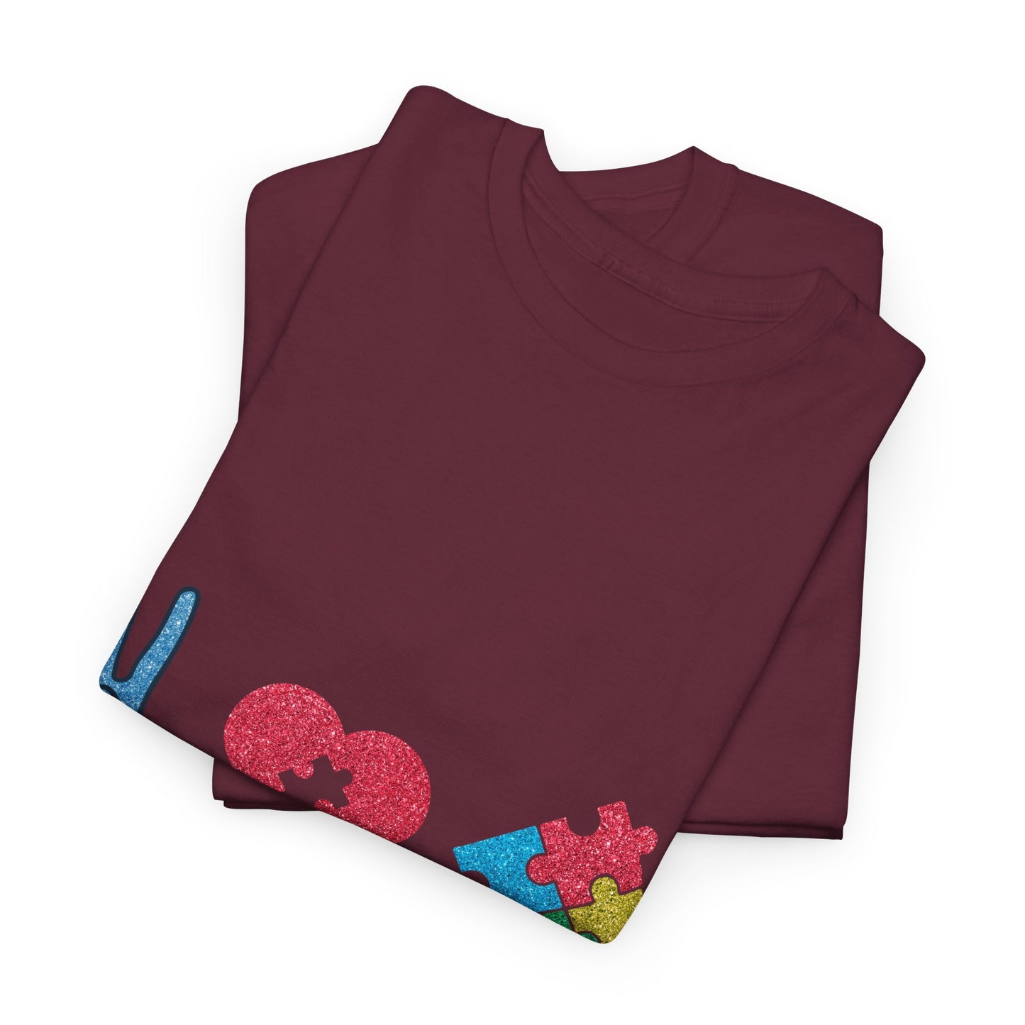 Autism Peace Love Autism T-shirt Unisex Heavy Cotton