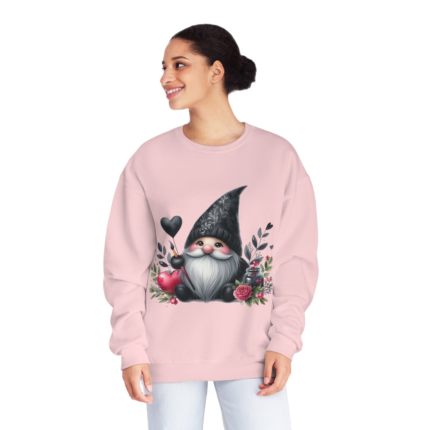 Black Valentine Gnome Unisex NuBlend® Crewneck Sweatshirt