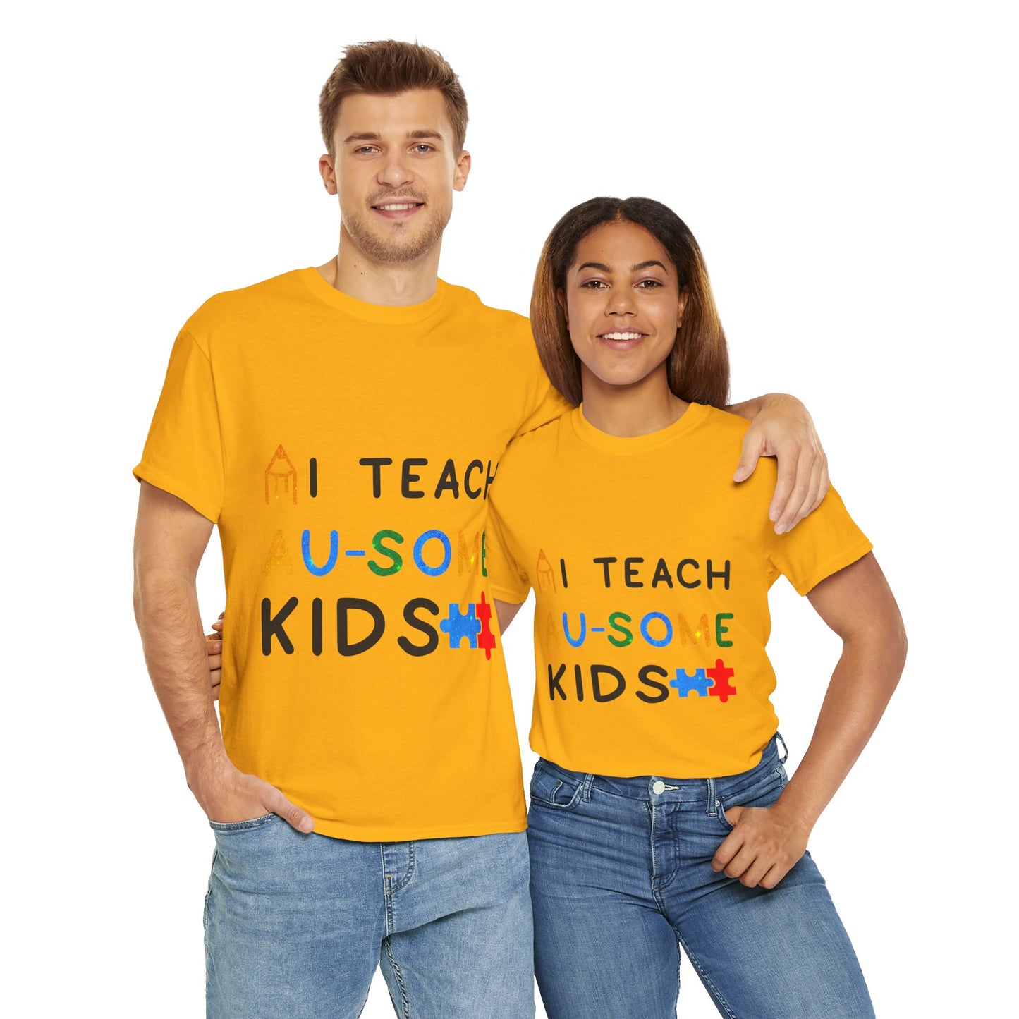 Autism I TEACH AU-SOME KIDS T-shirt Unisex Heavy Cotton