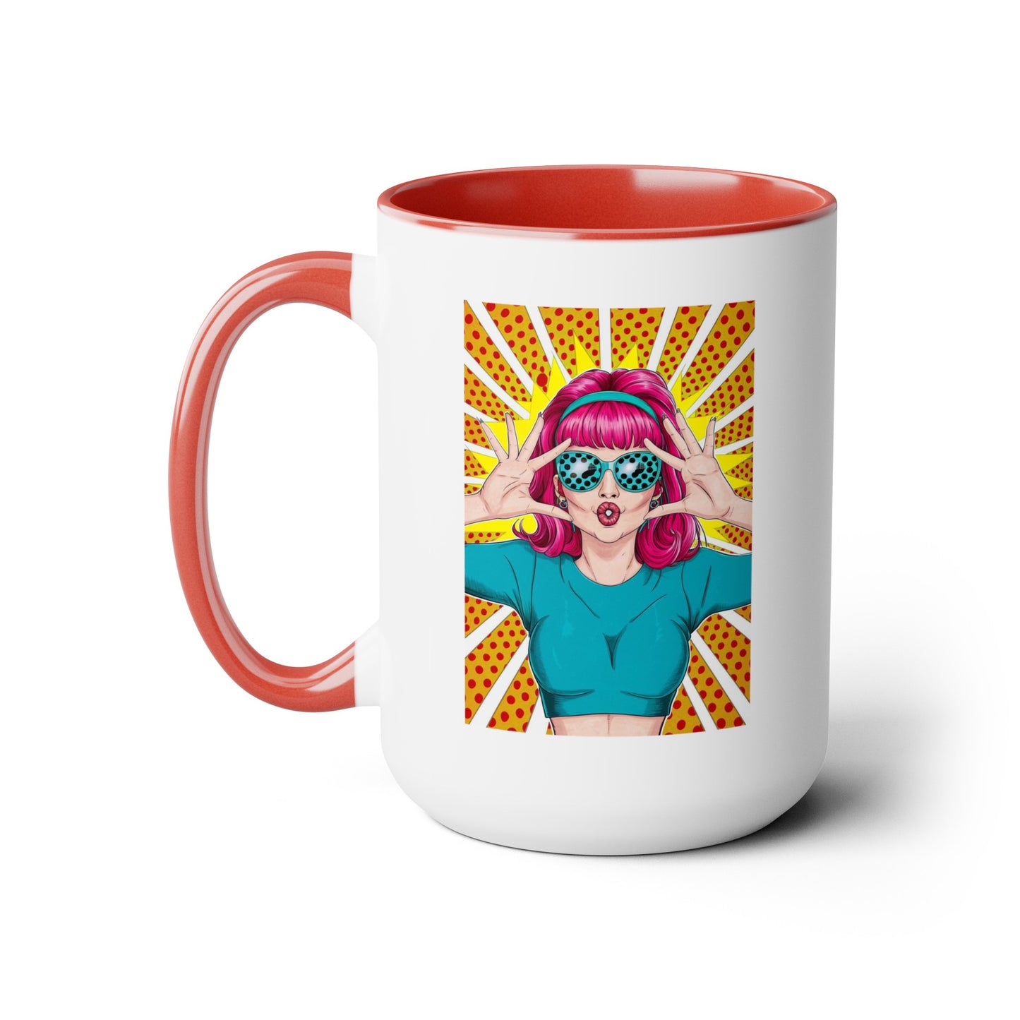 Sexy Retro PopArt Girl with Vibrant Colors 15oz Coffee Mug