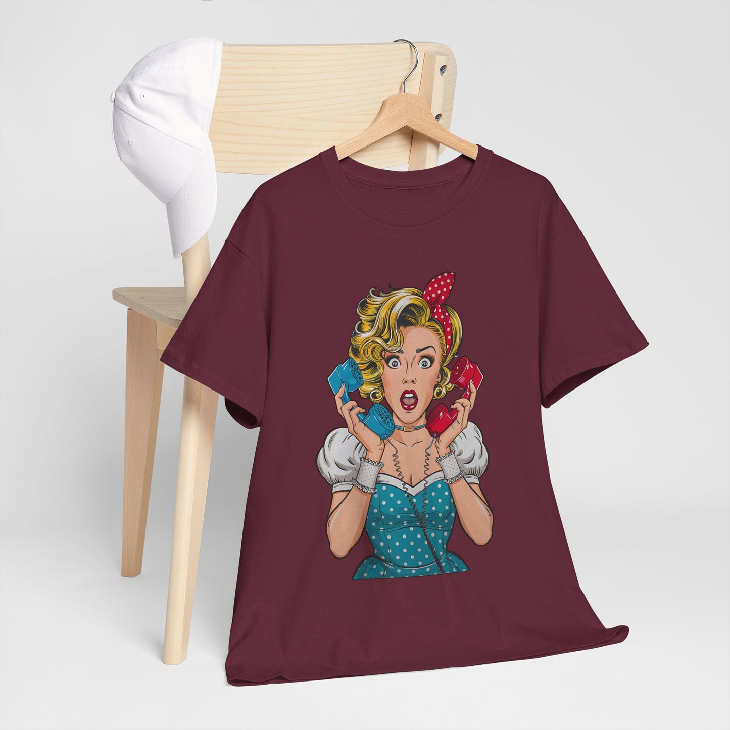 PopArt Girl on the Phone  Tshirt unisex heavy cotton