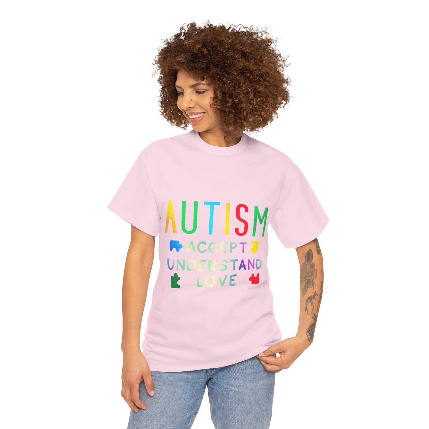Autism ACCEPT UNDERSTAND LOVE T-shirt Unisex Heavy Cotton