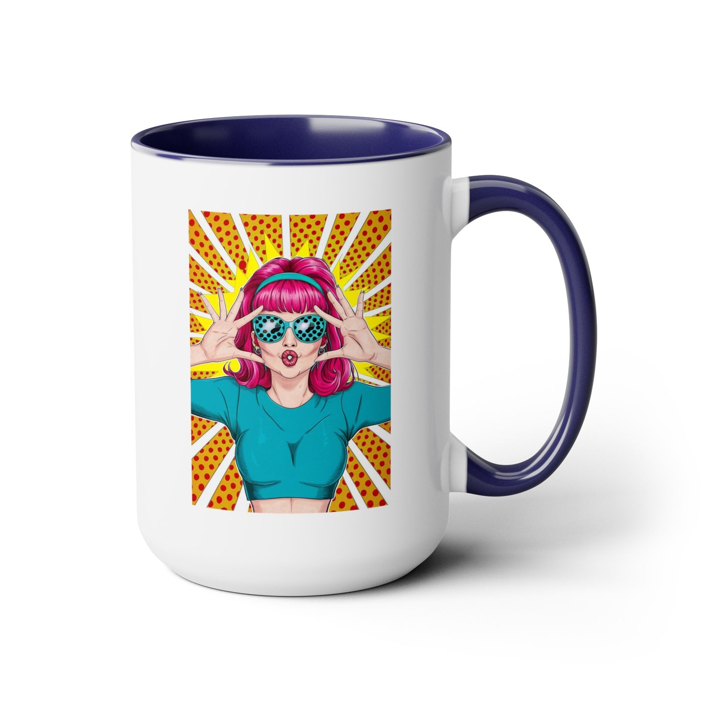 Sexy Retro PopArt Girl with Vibrant Colors 15oz Coffee Mug