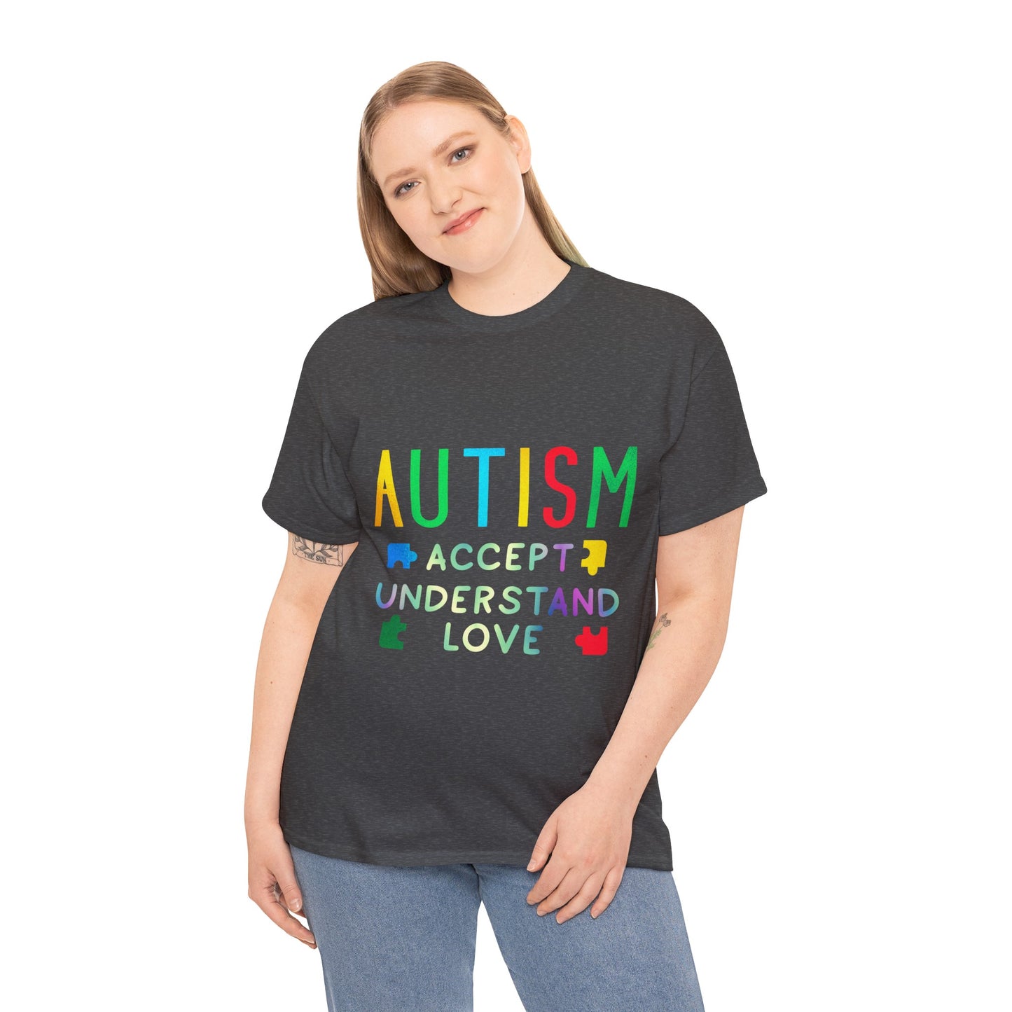 Autism ACCEPT UNDERSTAND LOVE T-shirt Unisex Heavy Cotton