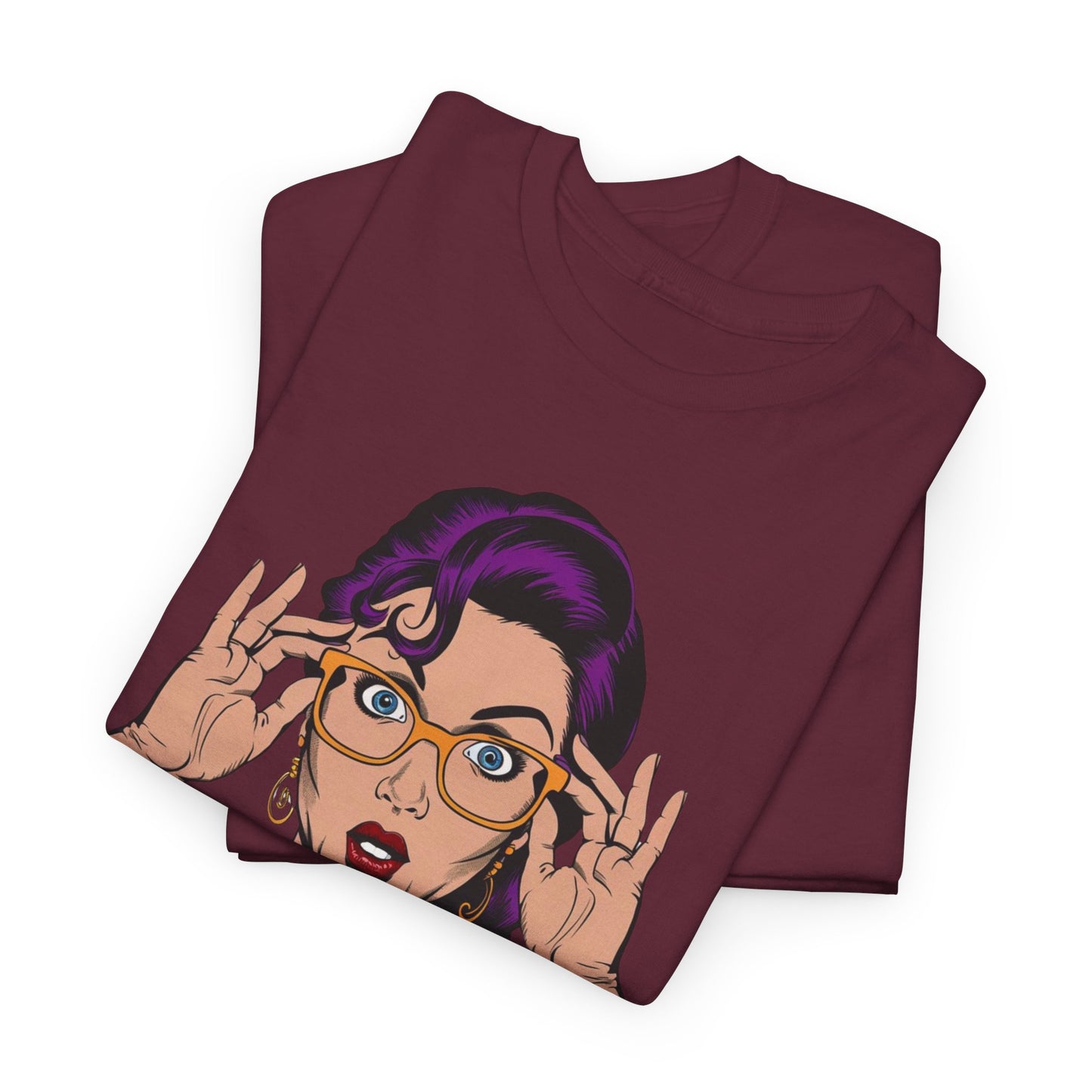 Sexy PopArt Girl Glasses and Braids Tshirt unisex heavy cotton