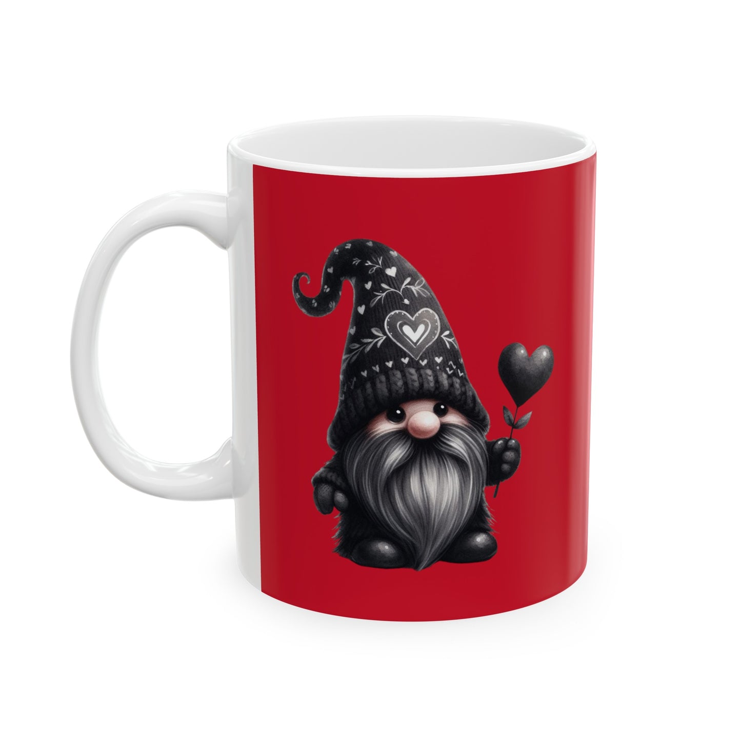 Black Valentine Gnome Ceramic Mug 11oz