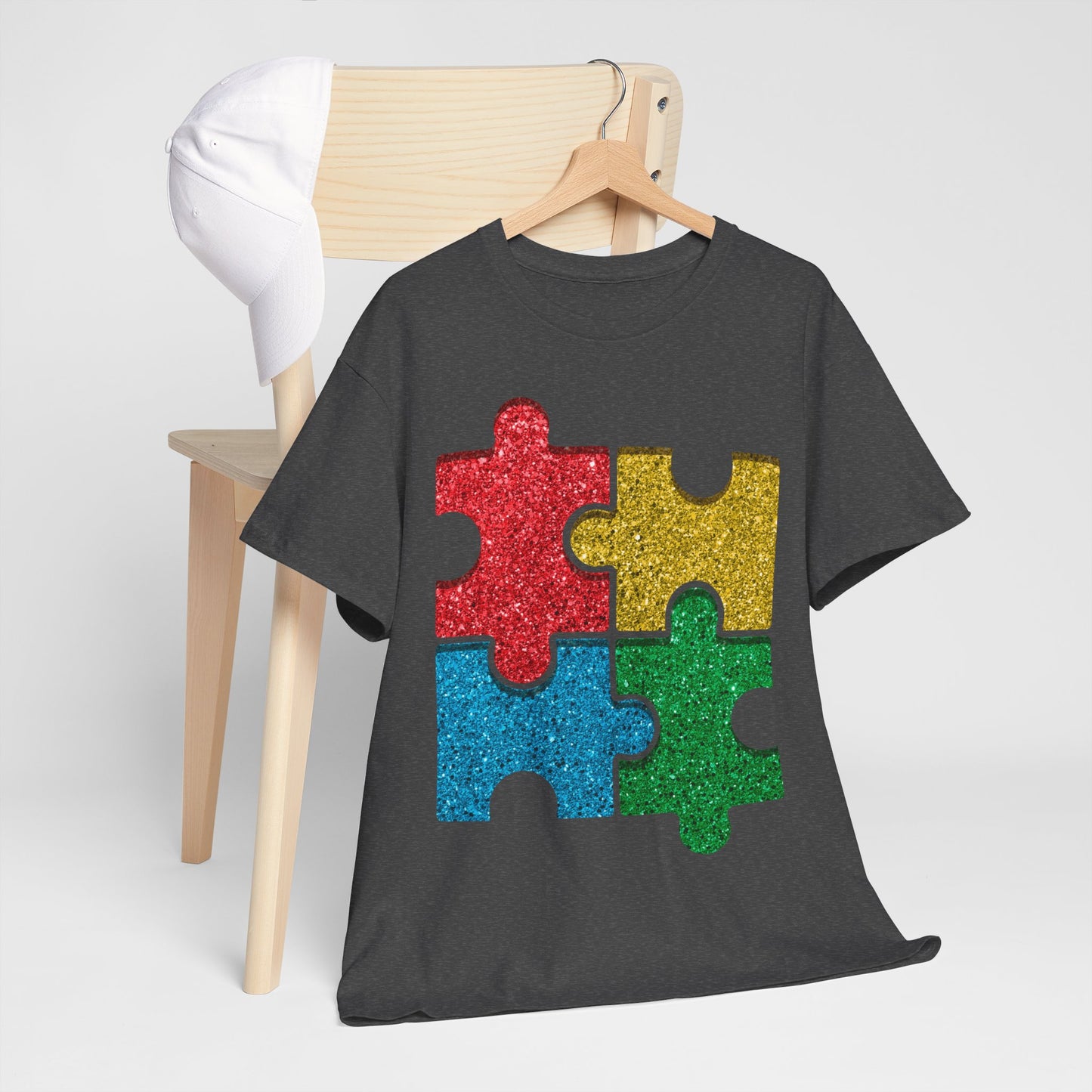 Autism Puzzle Pieces T-shirt Unisex Heavy Cotton