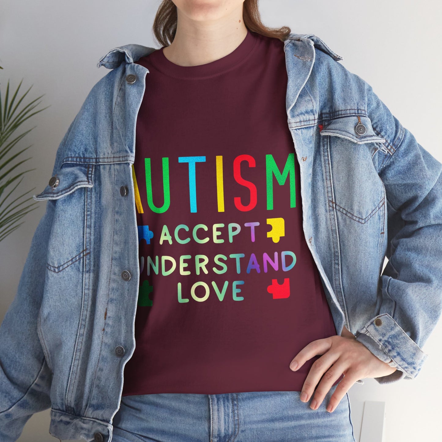 Autism ACCEPT UNDERSTAND LOVE T-shirt Unisex Heavy Cotton