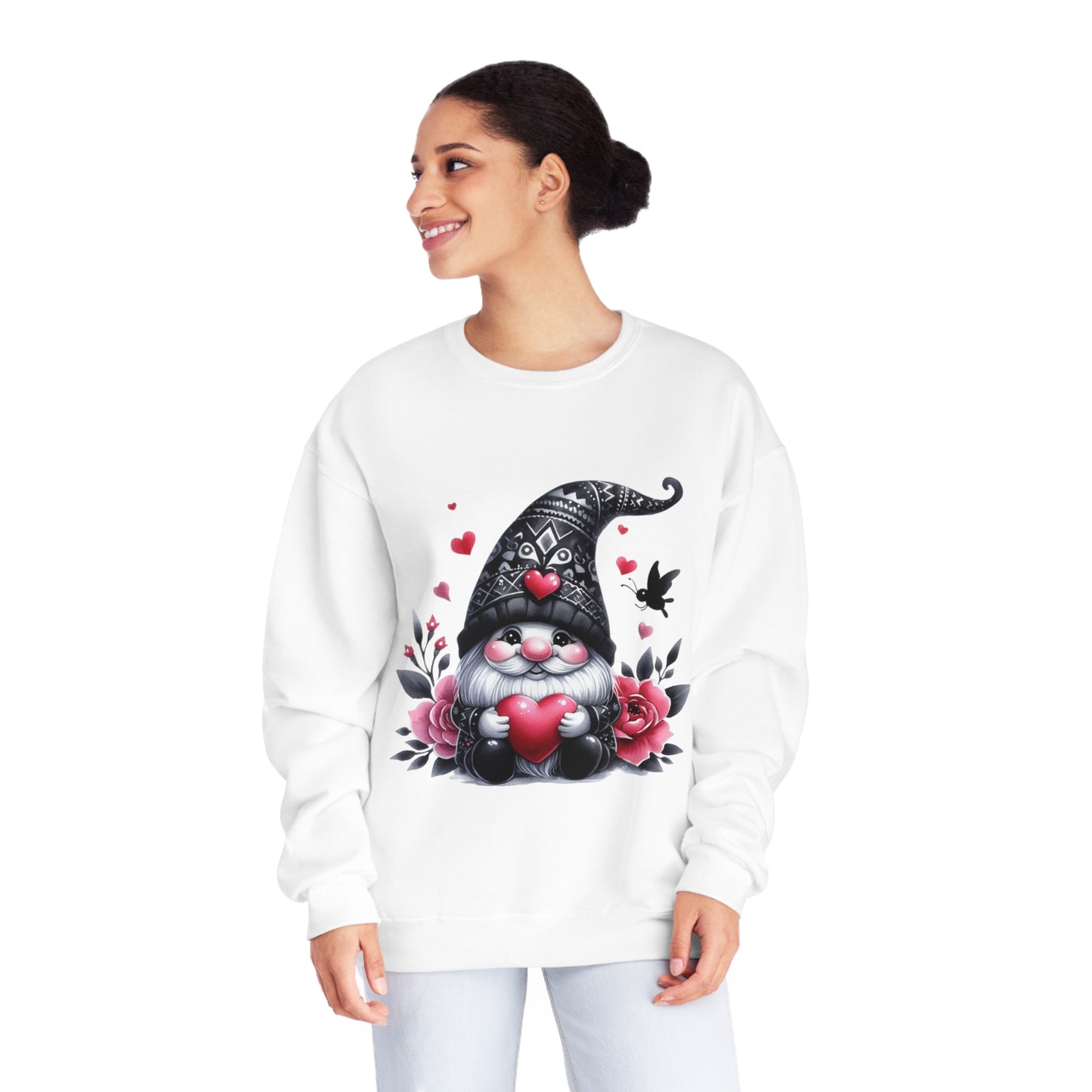 Black Valentine Gnome Unisex NuBlend® Crewneck Sweatshirt