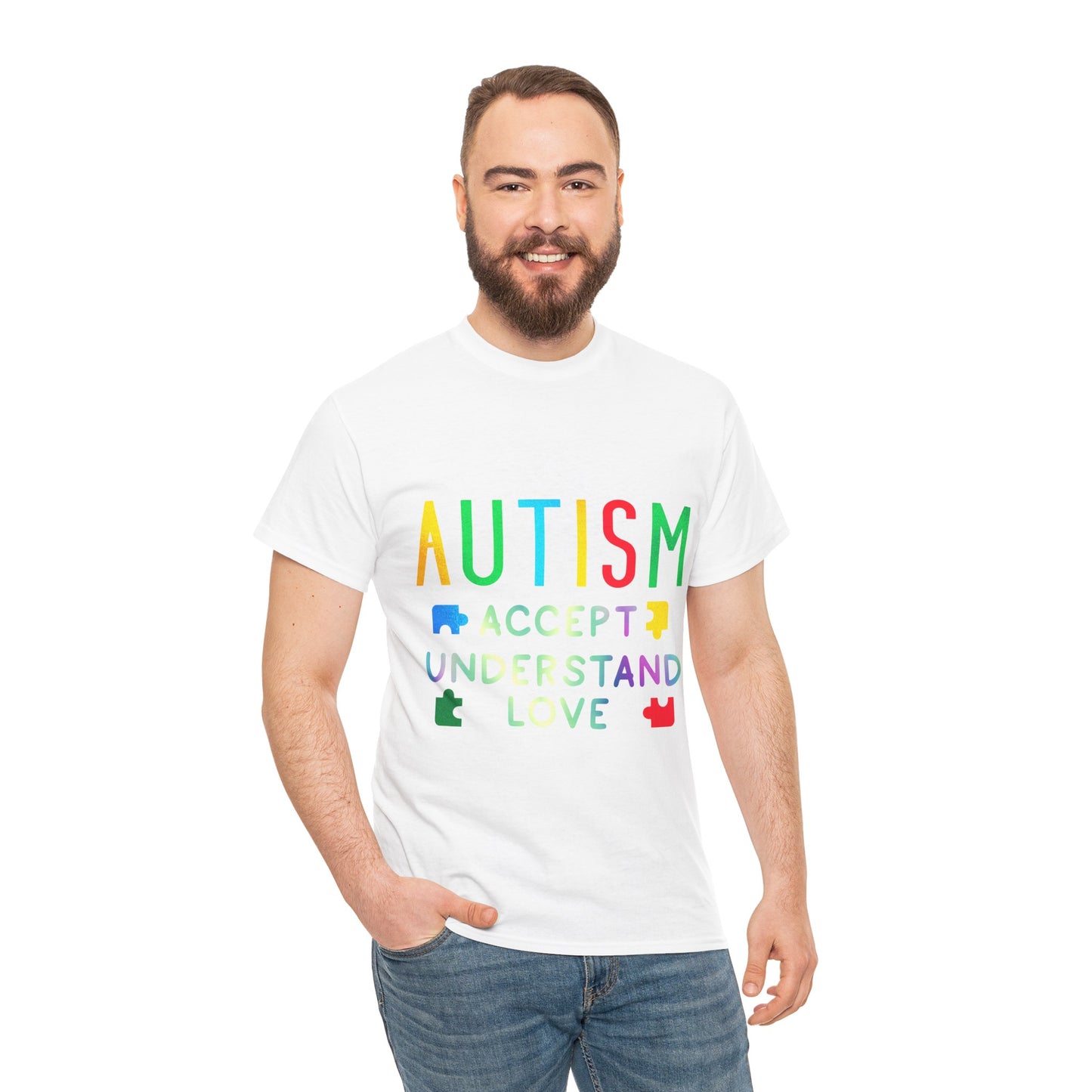 Autism ACCEPT UNDERSTAND LOVE T-shirt Unisex Heavy Cotton