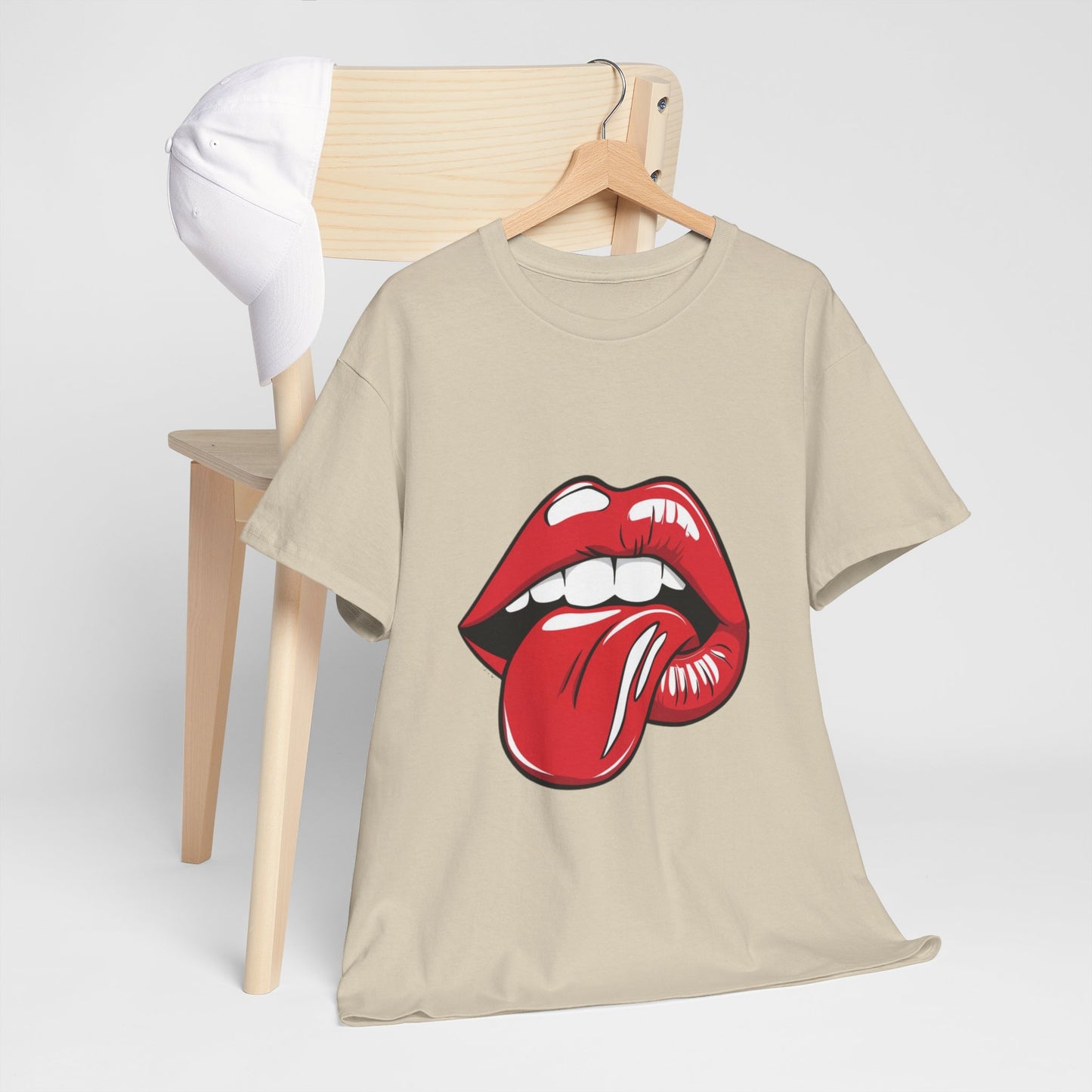 Sexy Retro PopArt Red Lips and Tounge Unisex heavy cotton Tshirt