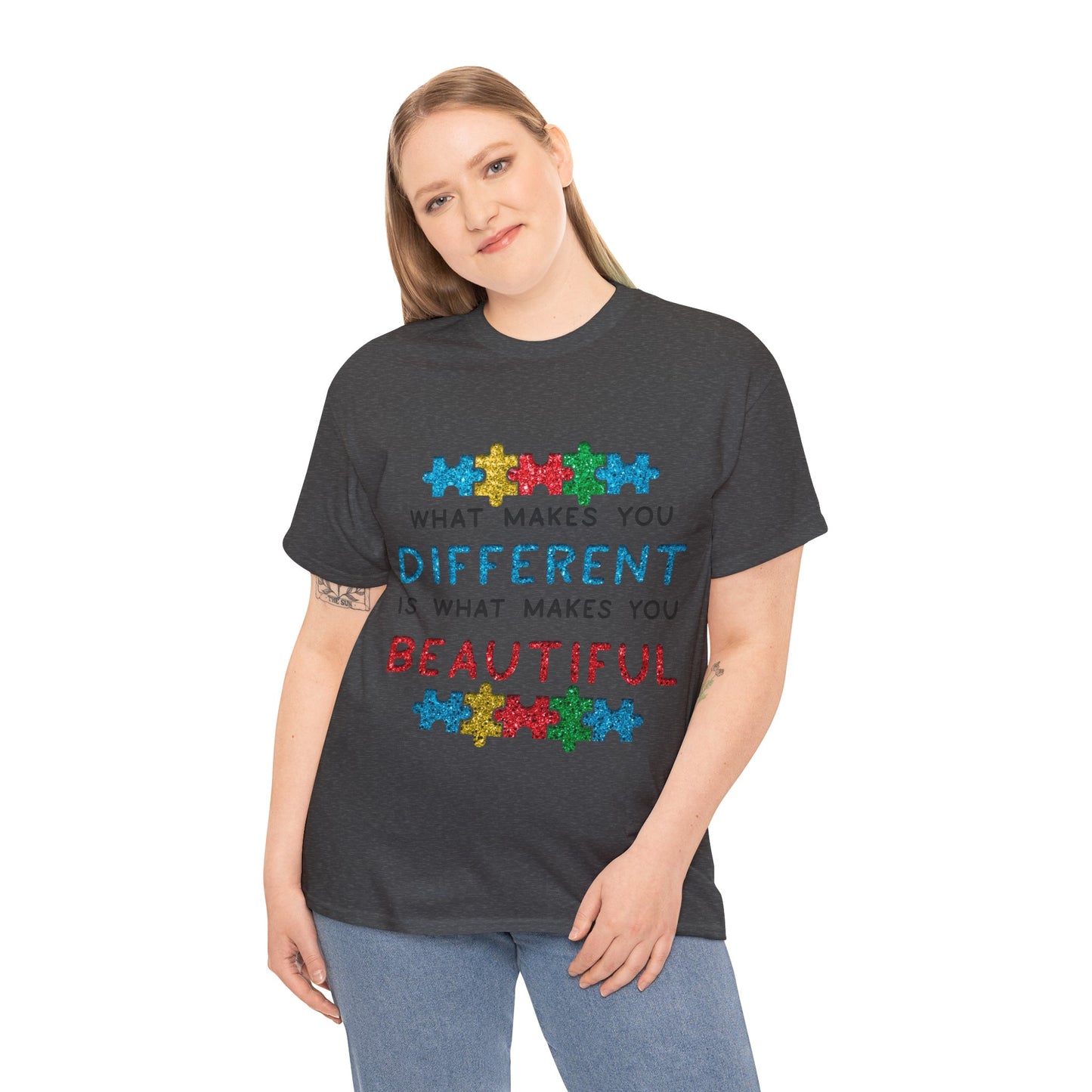 Autism WHAT MAKES YOU DIFFERENT IS WHAT MAKES YOU BEAUTIFUL T-shirt Unisex Heavy Cotton