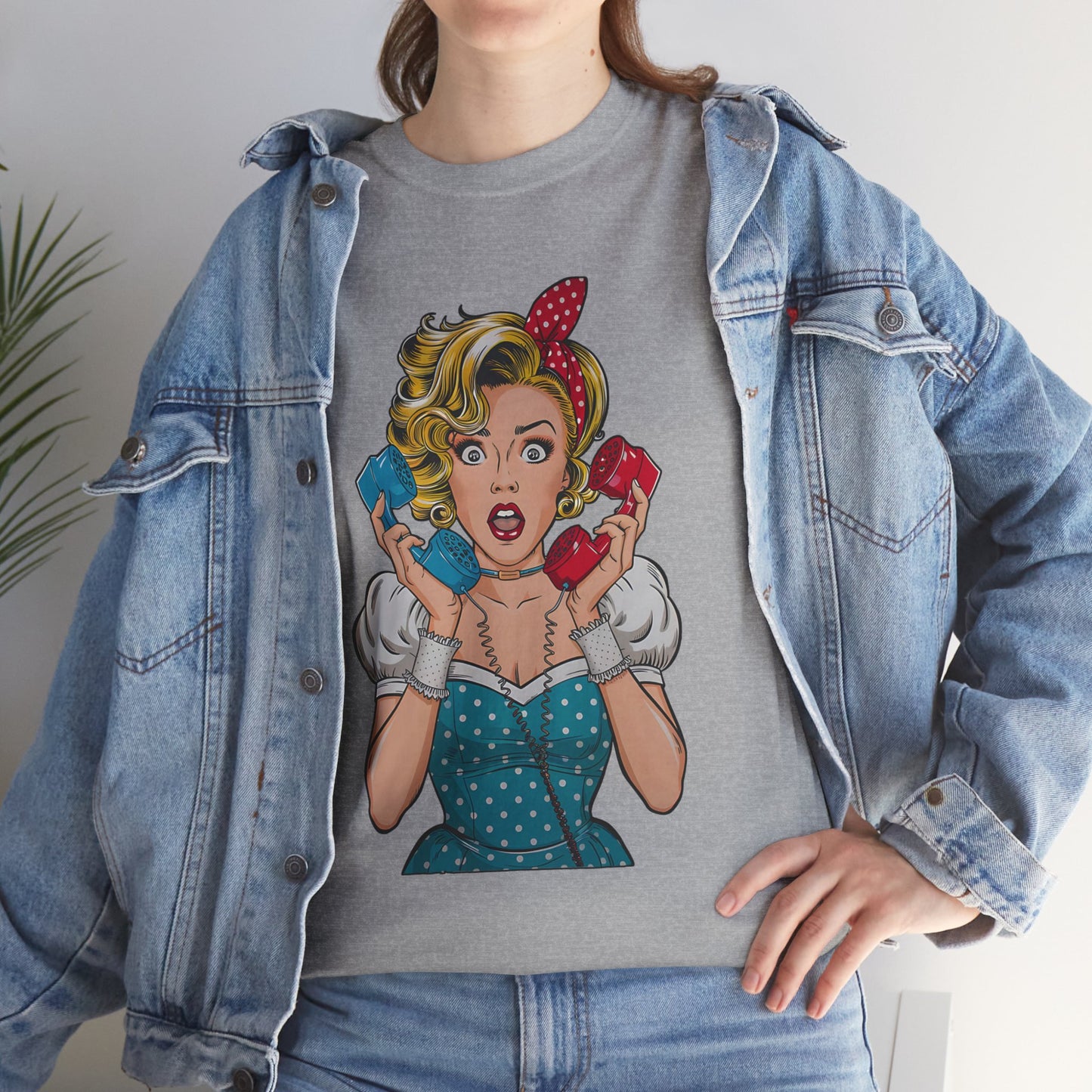 PopArt Girl on the Phone  Tshirt unisex heavy cotton