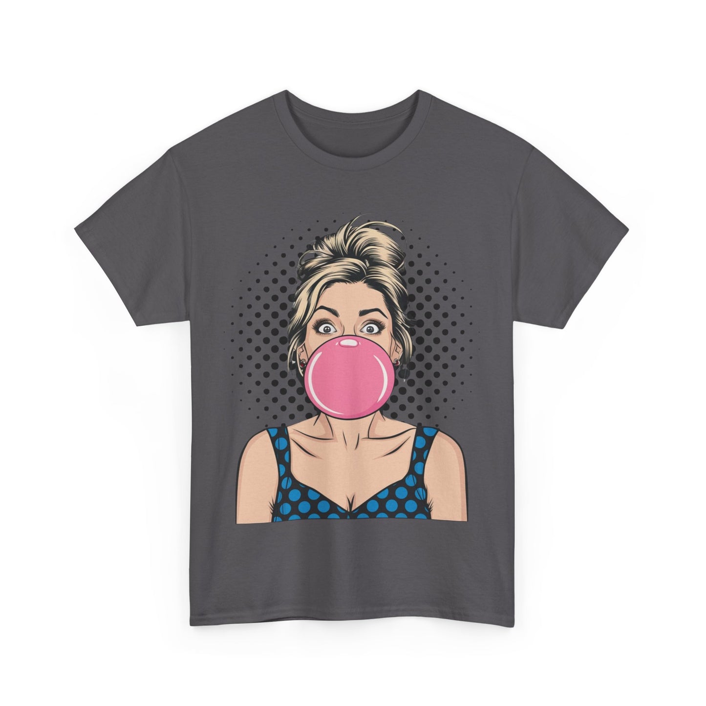PopArt Girl Bubble Gum Bubble Tshirt unisex heavy cotton